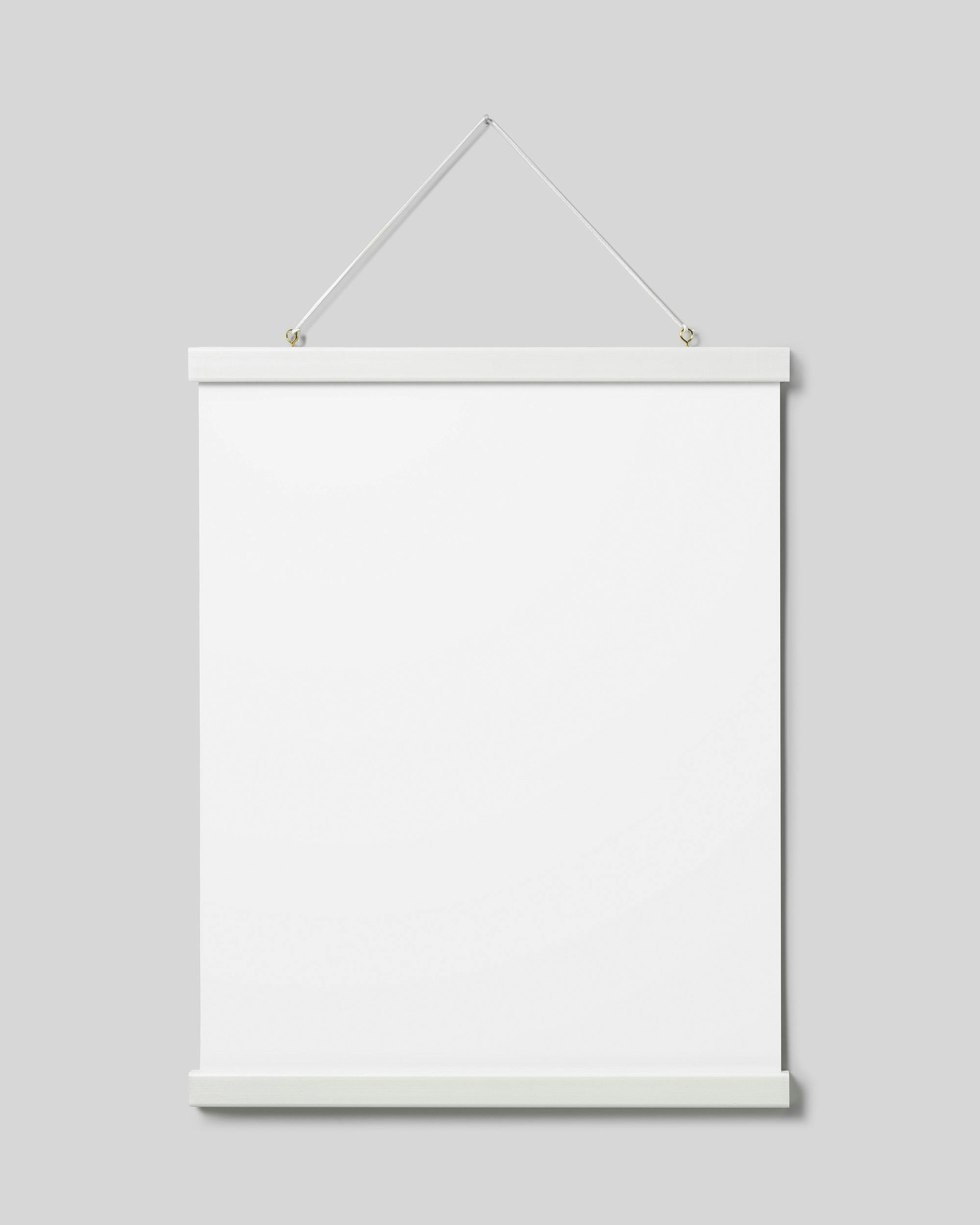 Gancho magnético branco para posters, com cordão de camurça falso e poster em branco