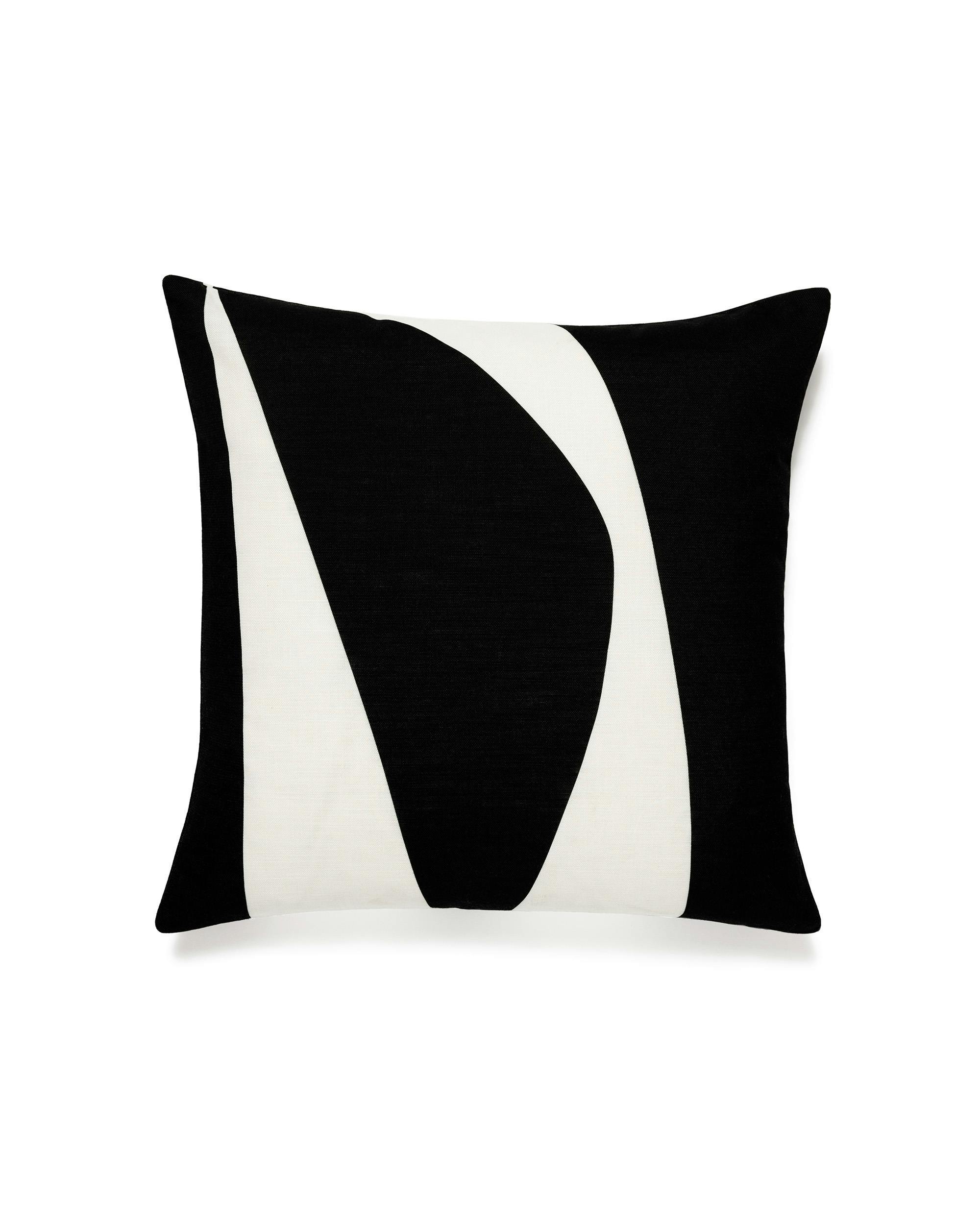 Onyx Graphical Cushion Cover with black and white abstract shapes, perfect for modern home decor.