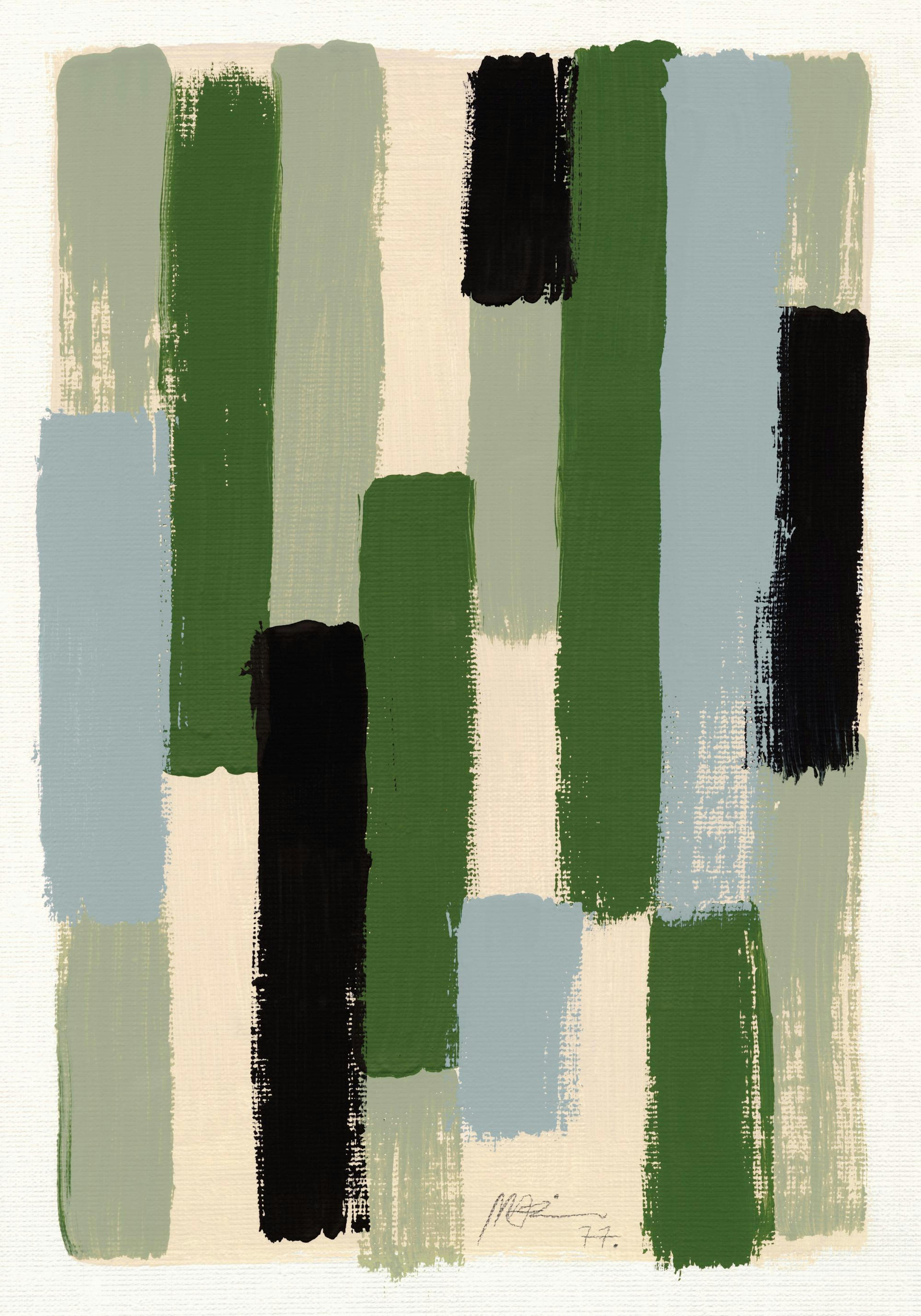 Green Brush Strokes Print 0