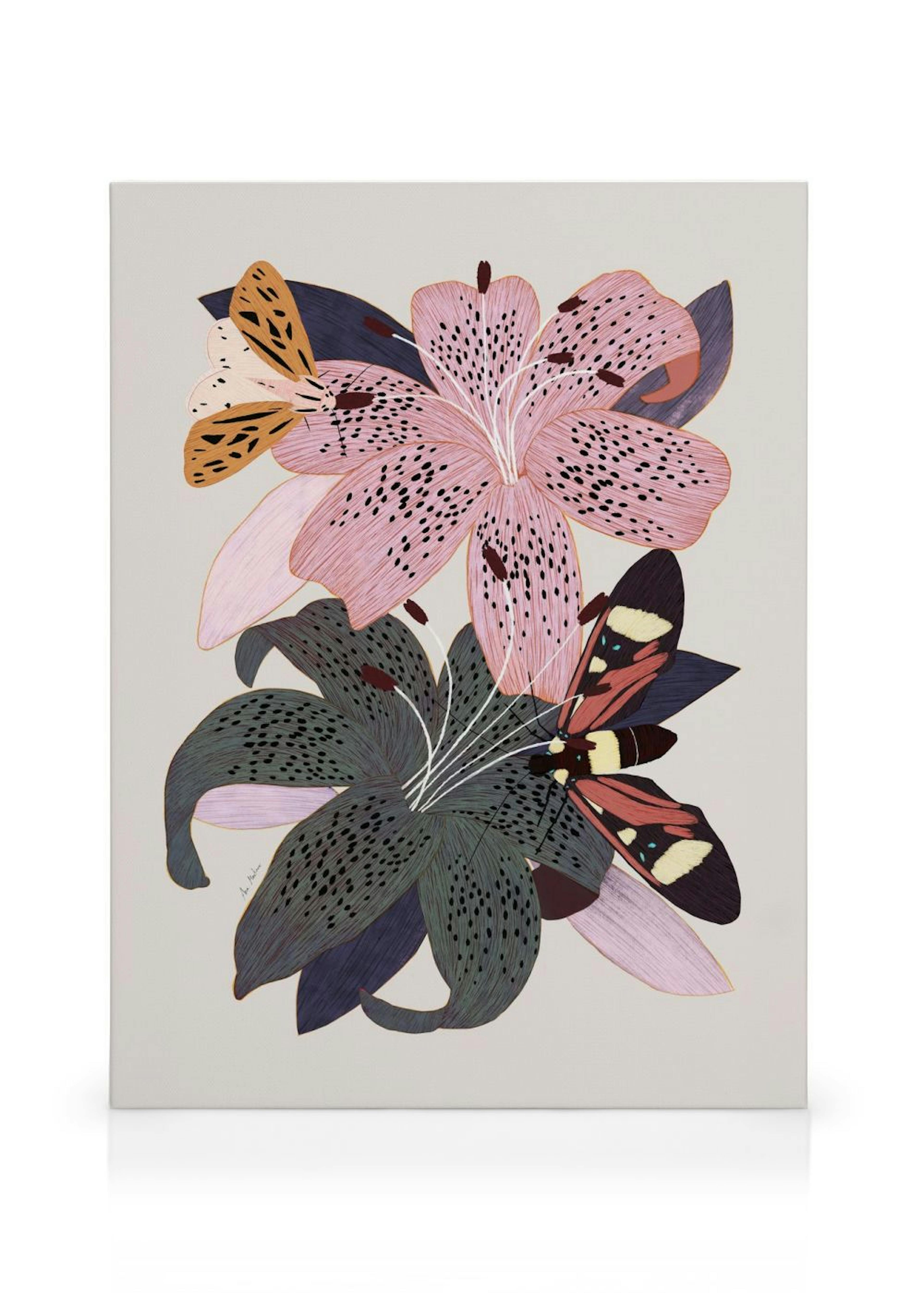 Lilies and Butterflies Canvas