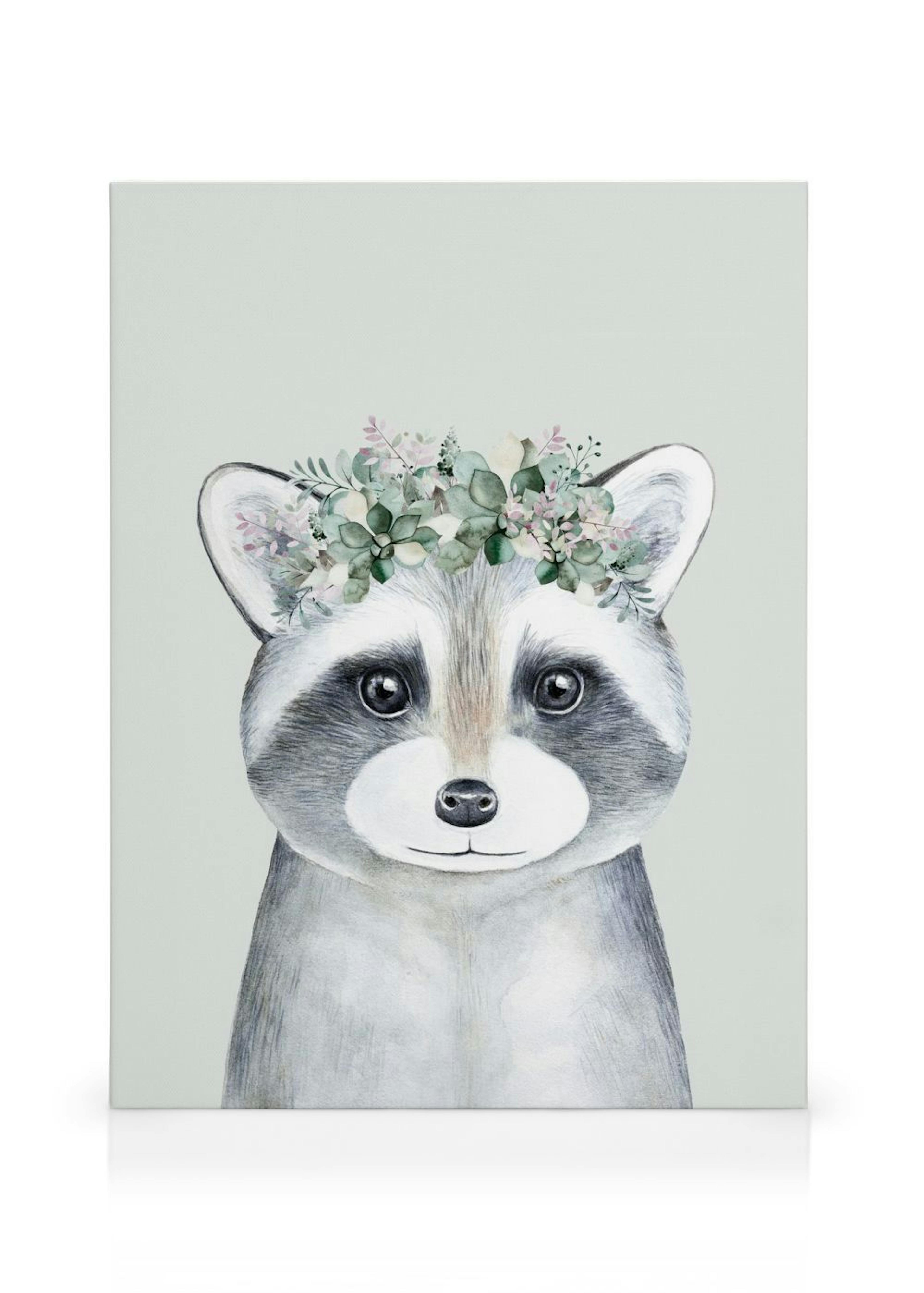 Flower Raccoon Lienzo