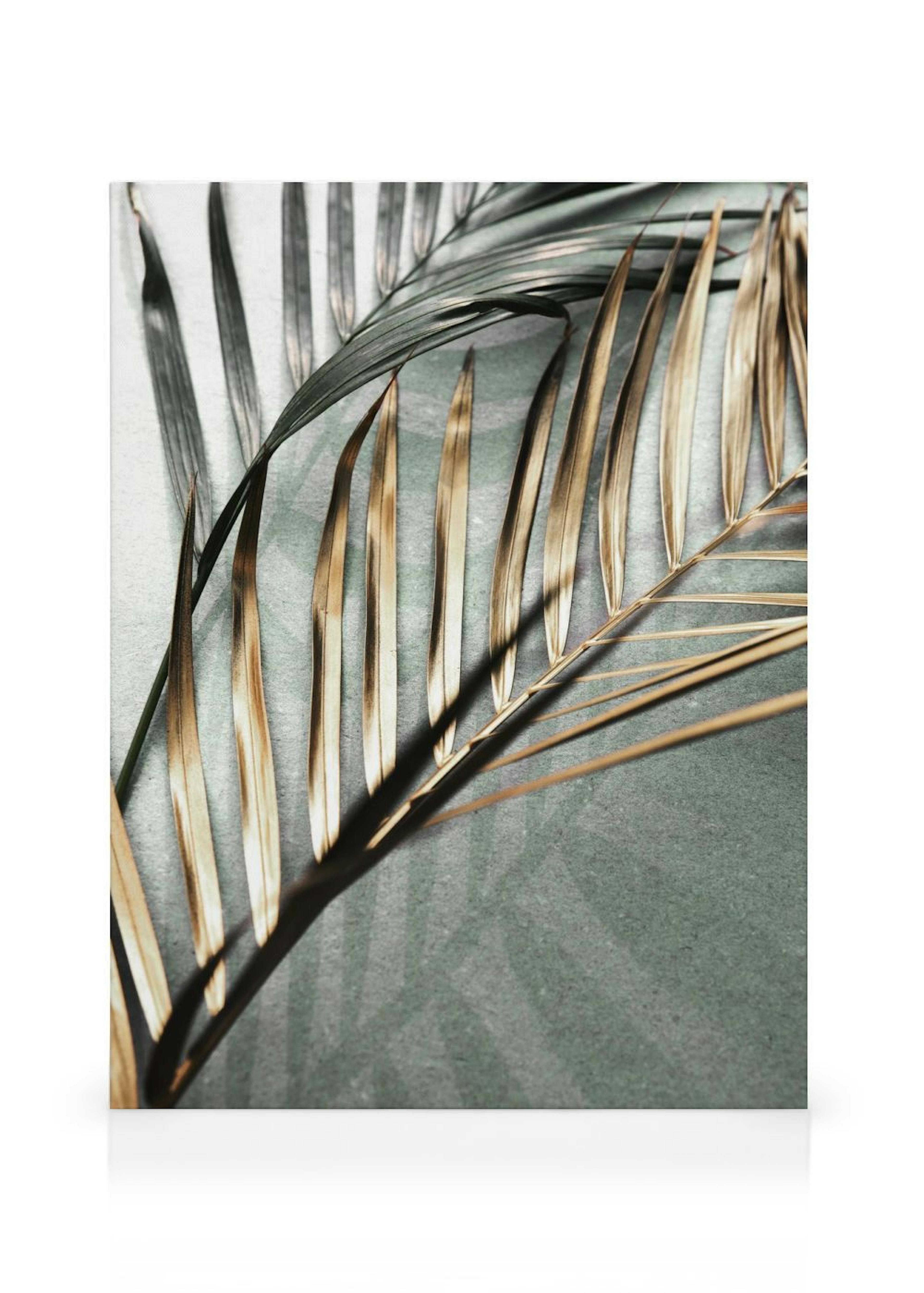 Gold and Green Palm Leaves Canvas print