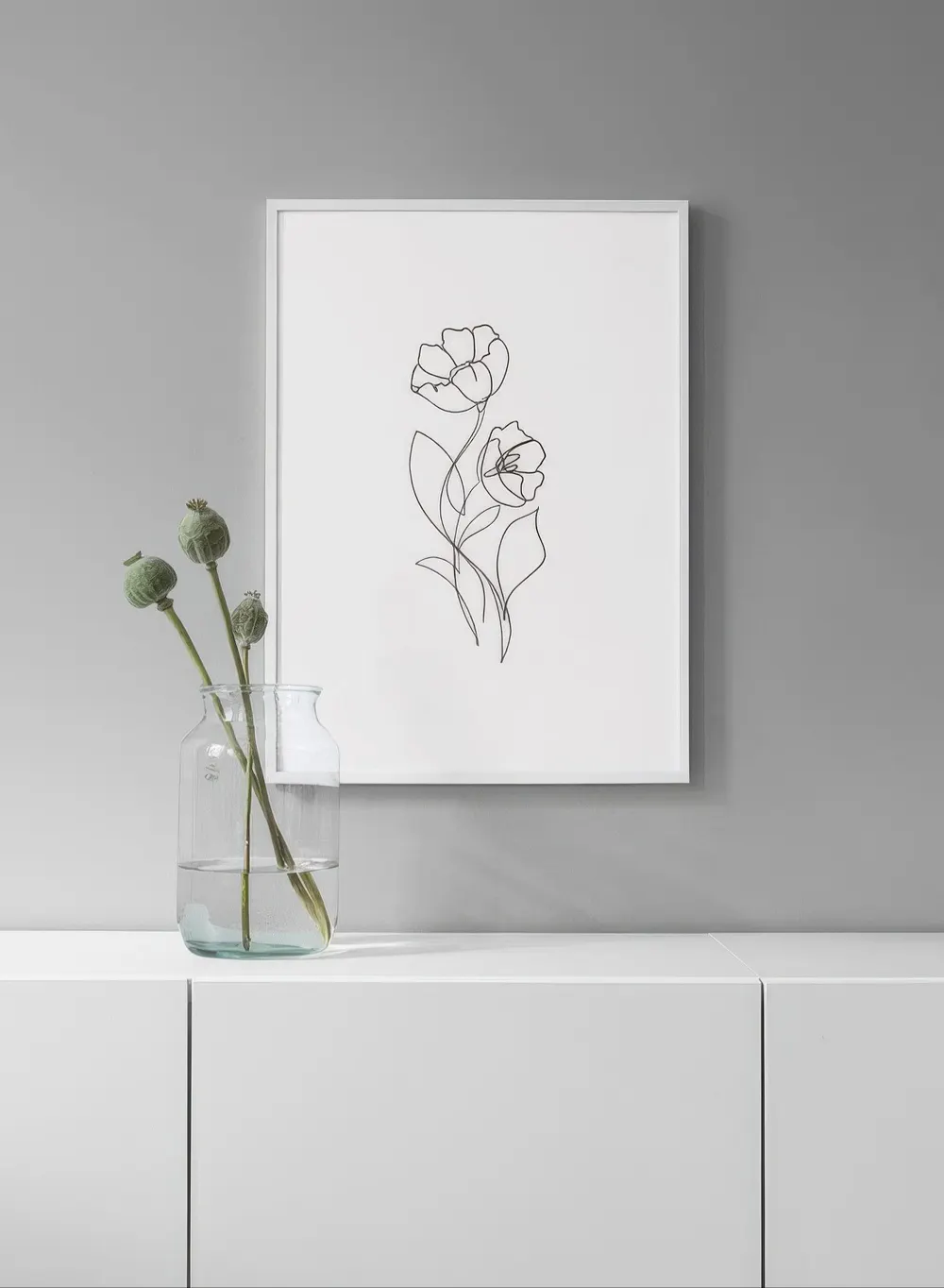 Youihom Set 3 Poster Line Art Fiori Rosa - Stampe Su Tela 30x40 Cm Senza Cornice Per Arredo