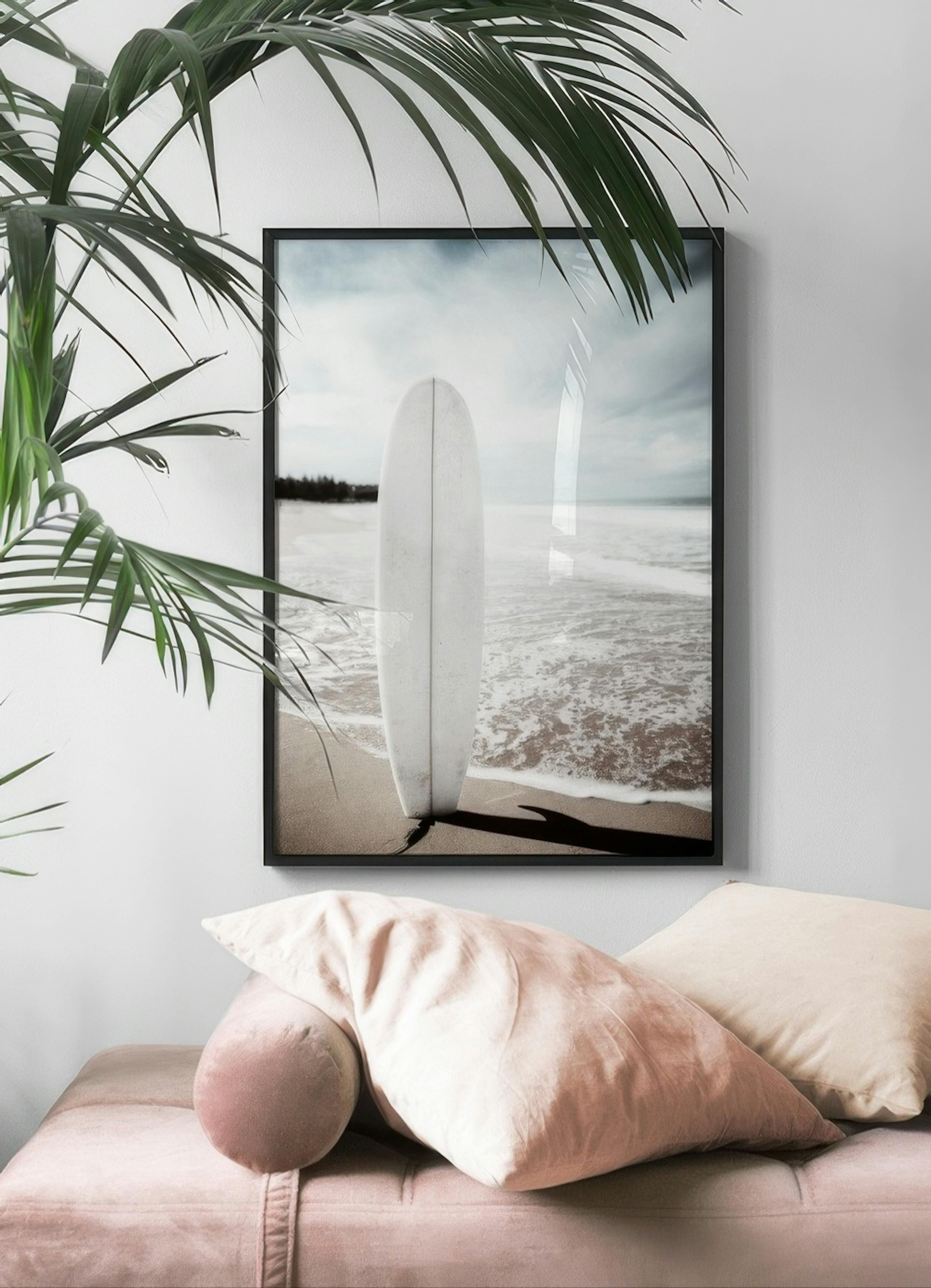 Surfboard on the Beach Plakat