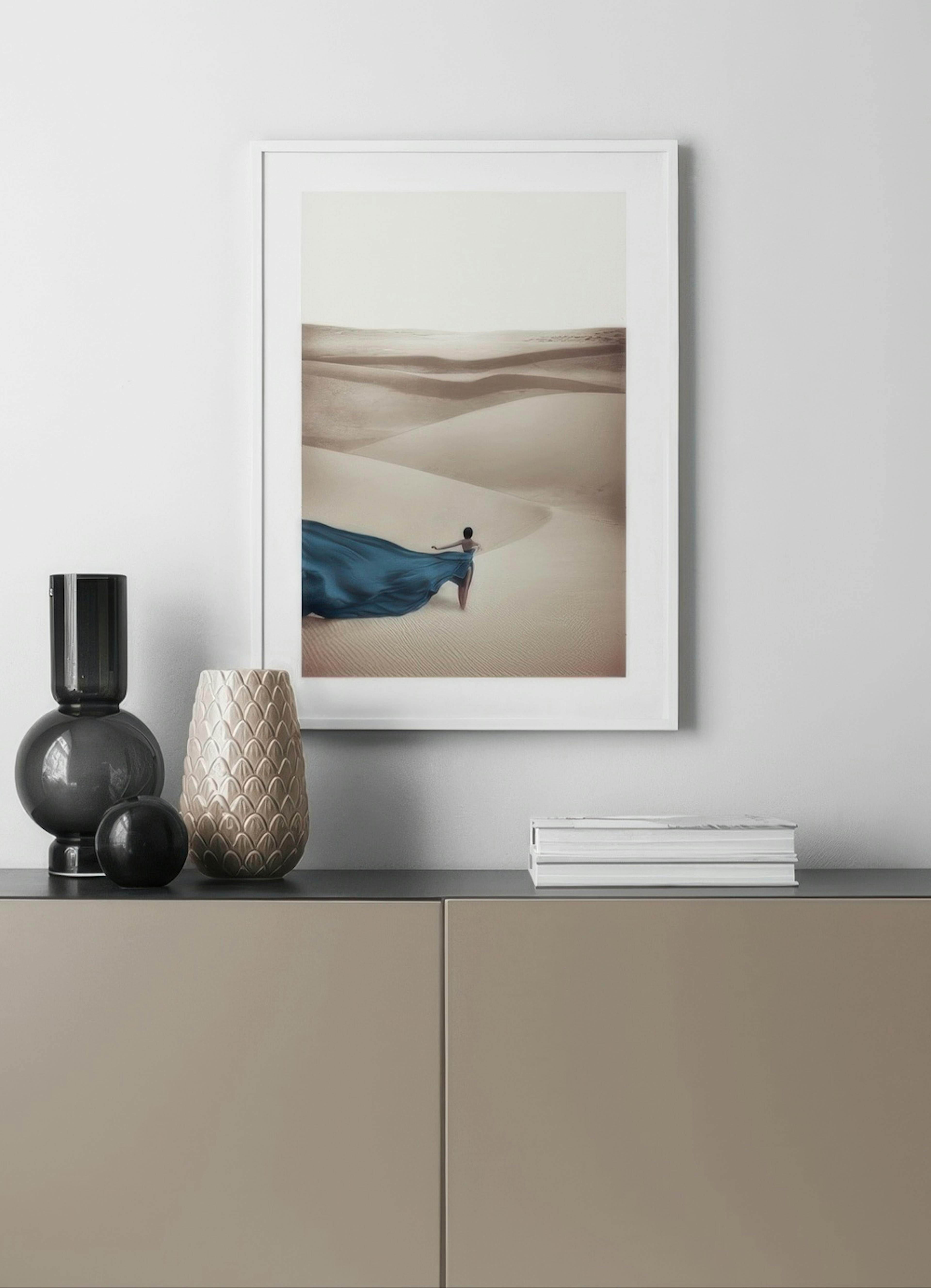 Woman in Blue Dress Poster