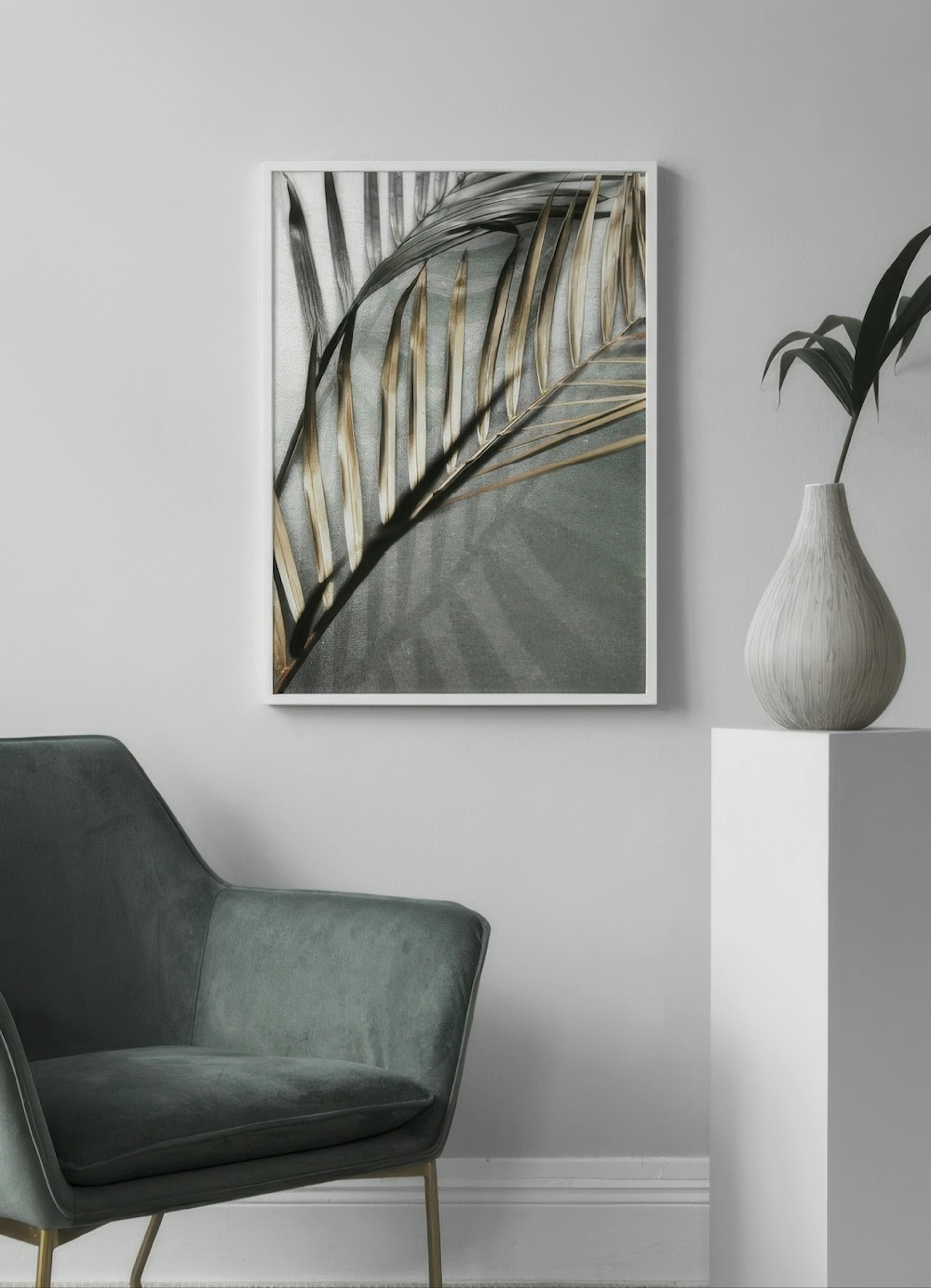 Gold and Green Palm Leaves Print