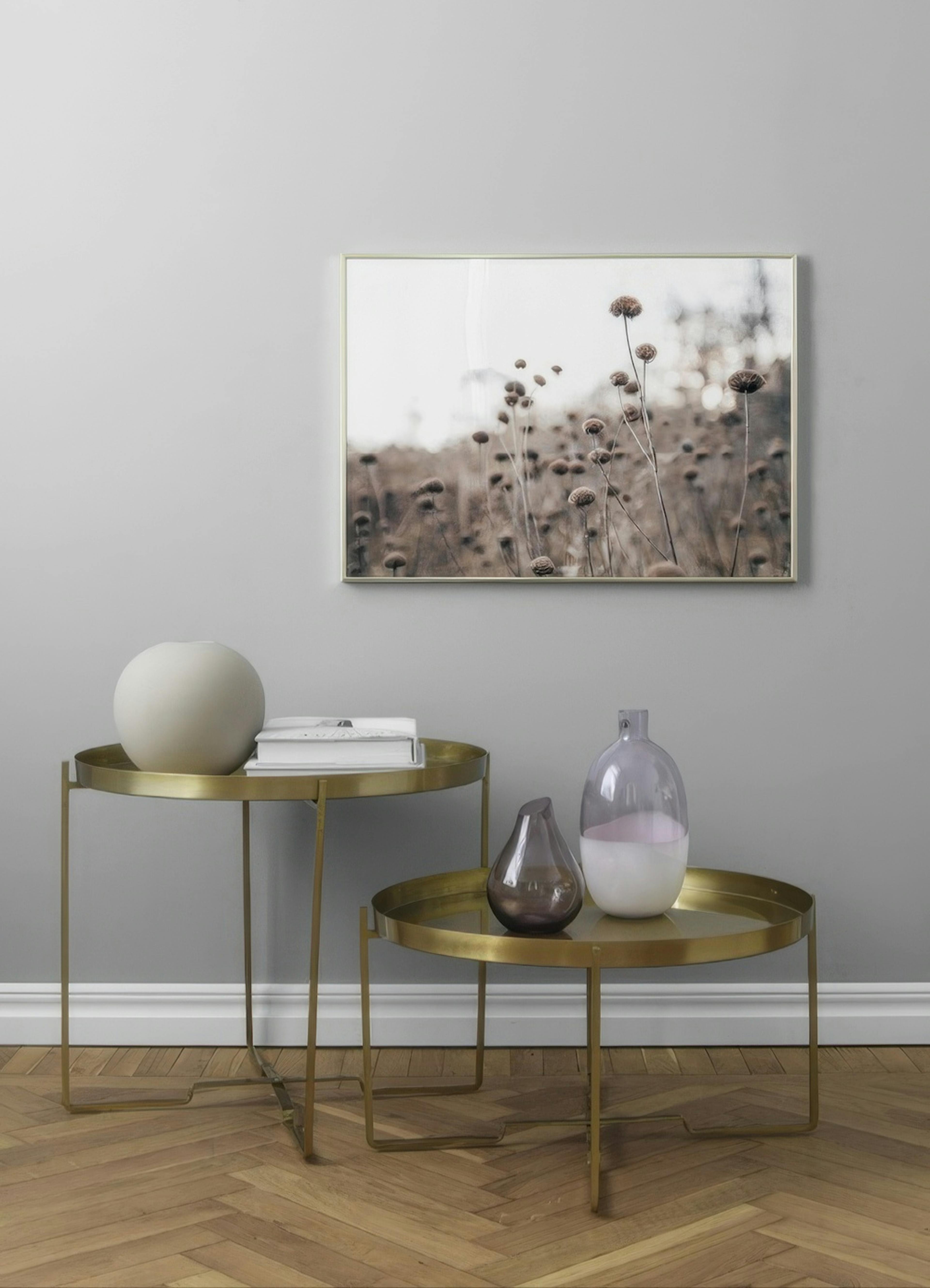 Monochrome Flowers Affiche