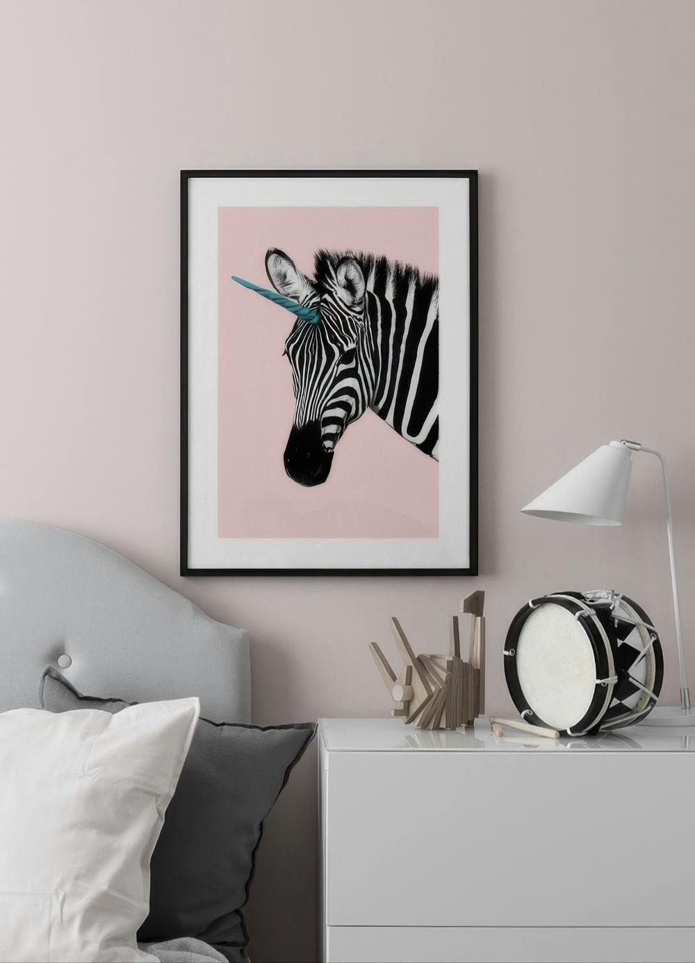 Unicorn Zebra Print Whimsical Animal Poster Desenio CA