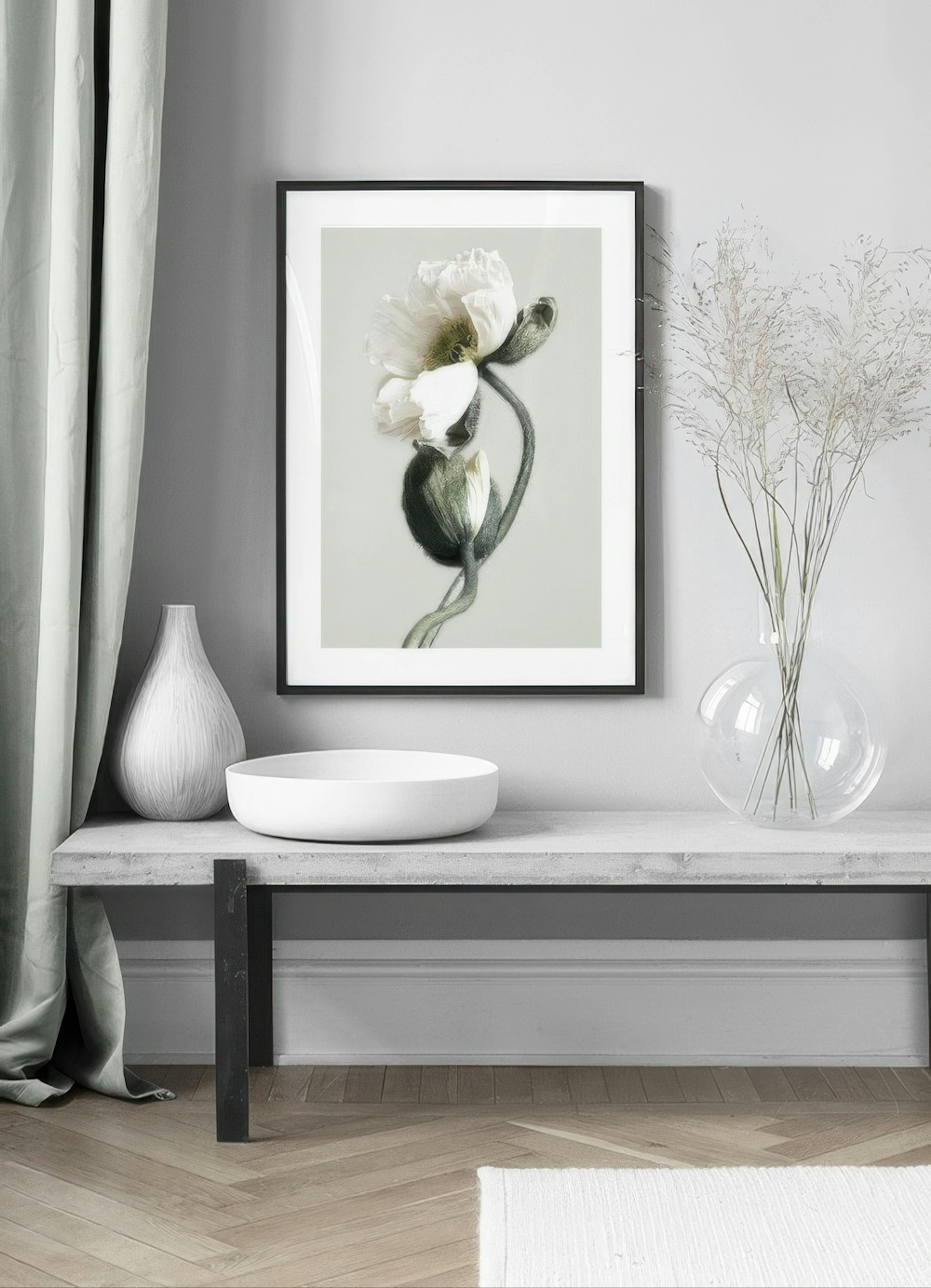 Blooming White Poppies Print