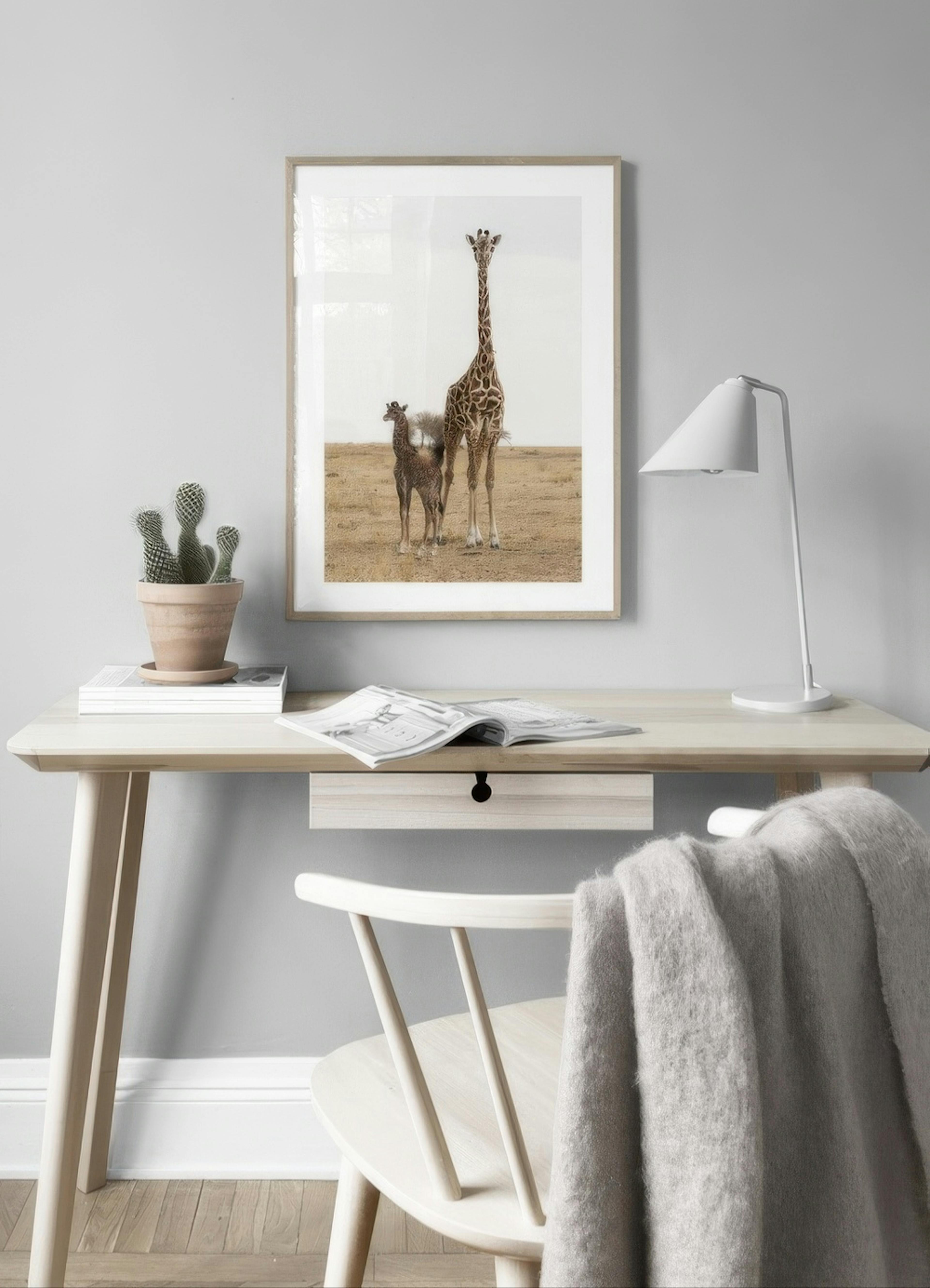 Mother and Baby Giraffe Plakat