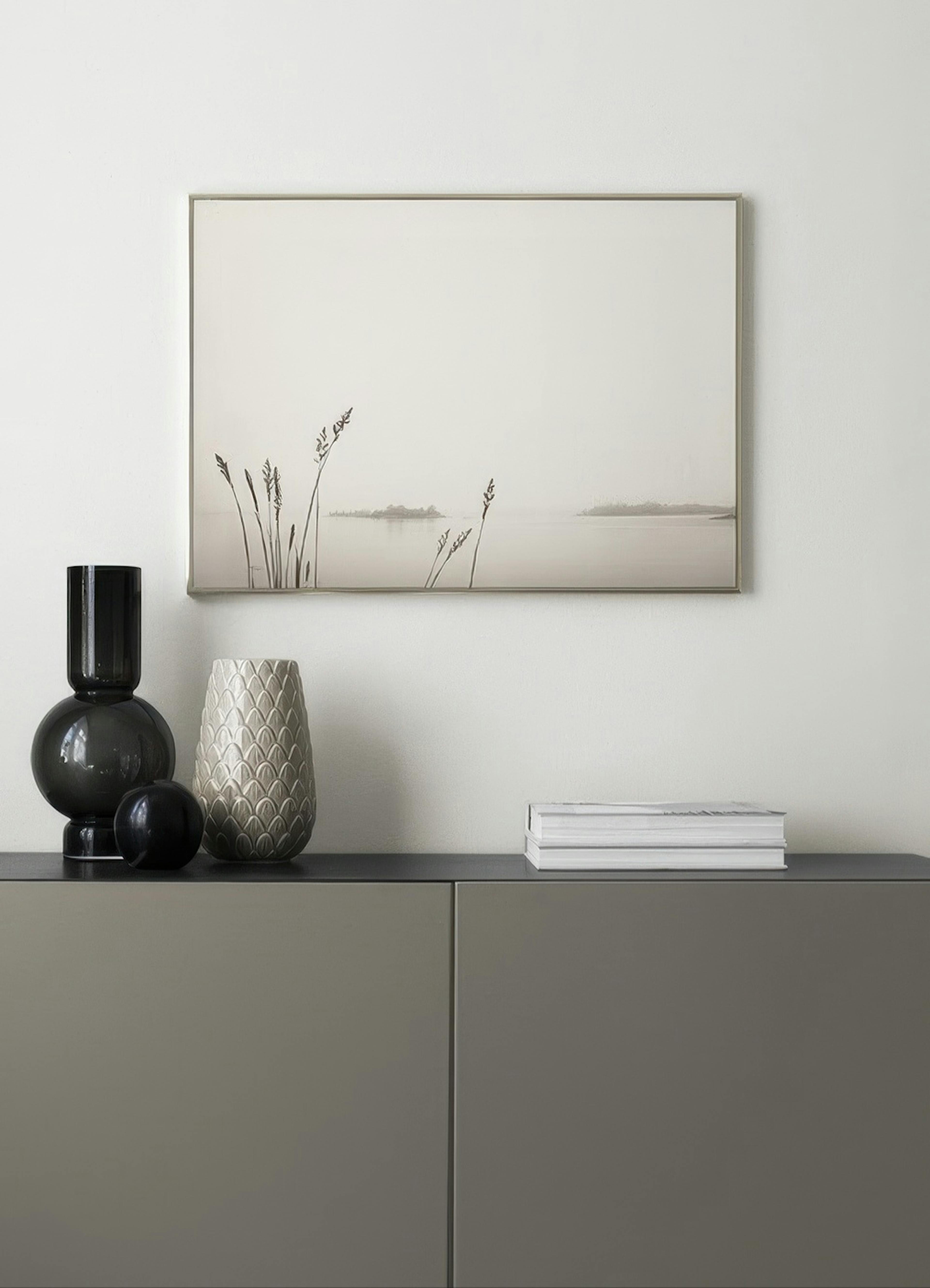 Reed by Foggy Lake Poster