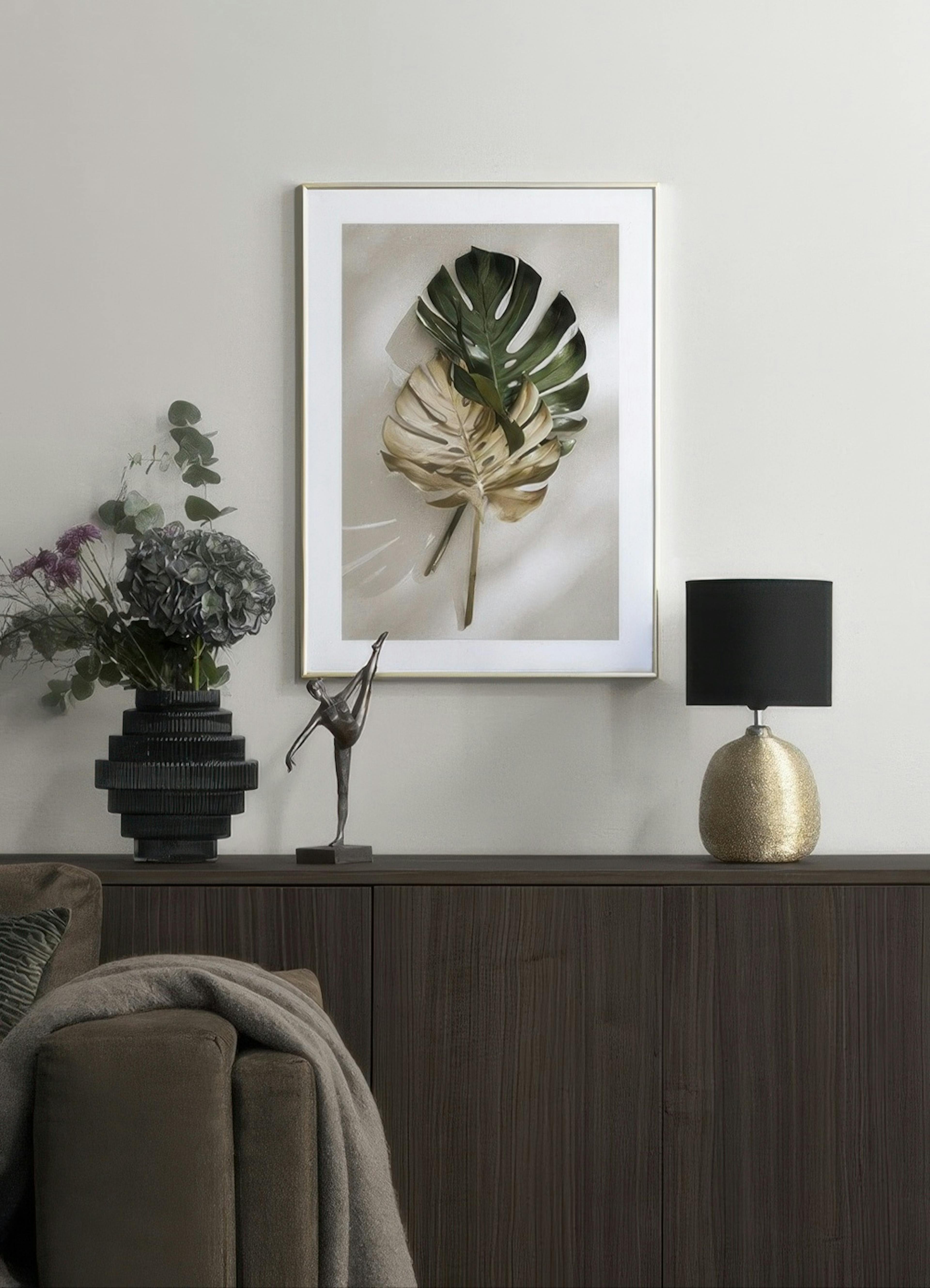 Gold Monstera No1 Print