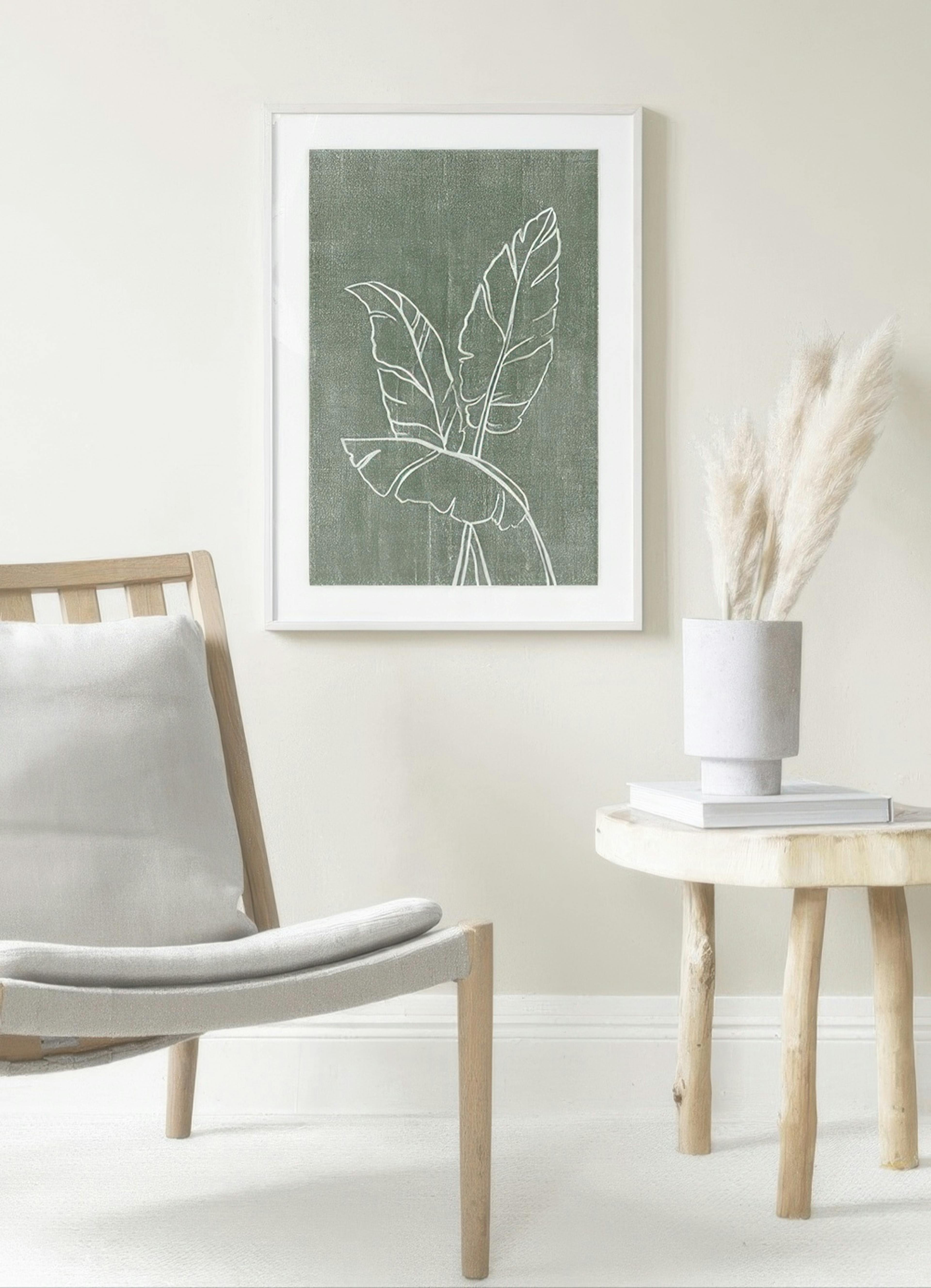 Green Linen Leaves Plakat