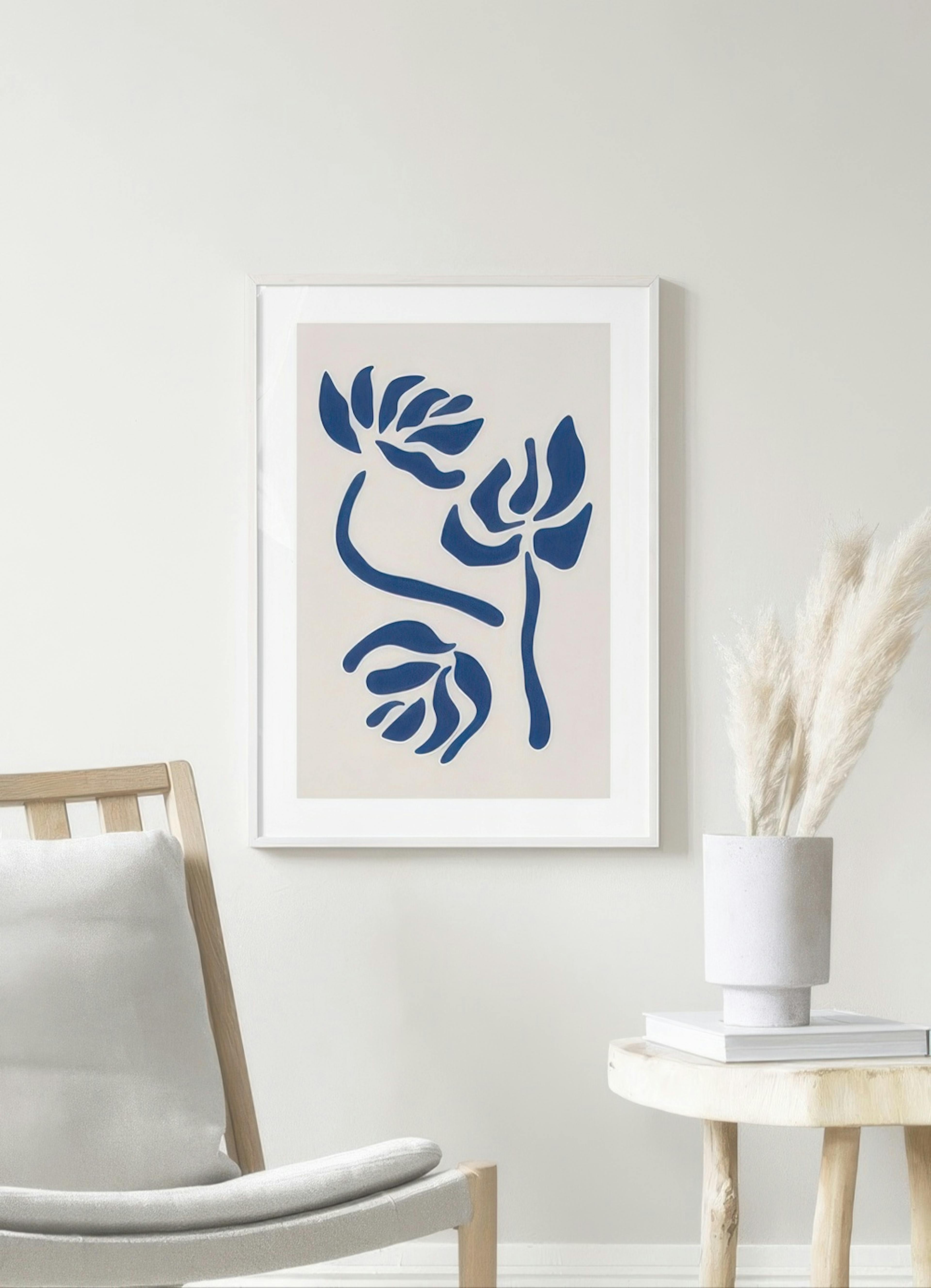 Blue Graphic Flowers Poster
