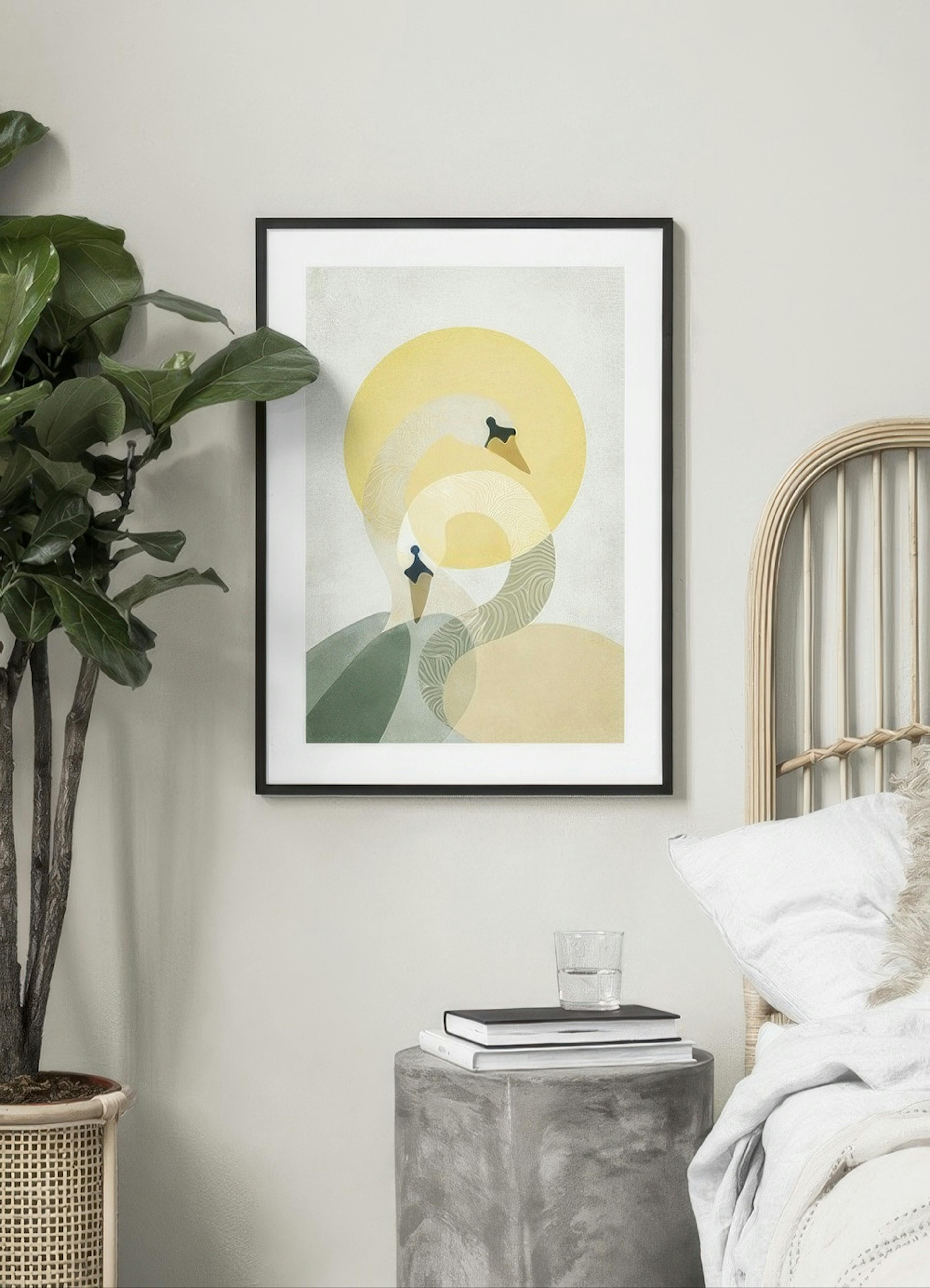 Sunrise Swans Poster