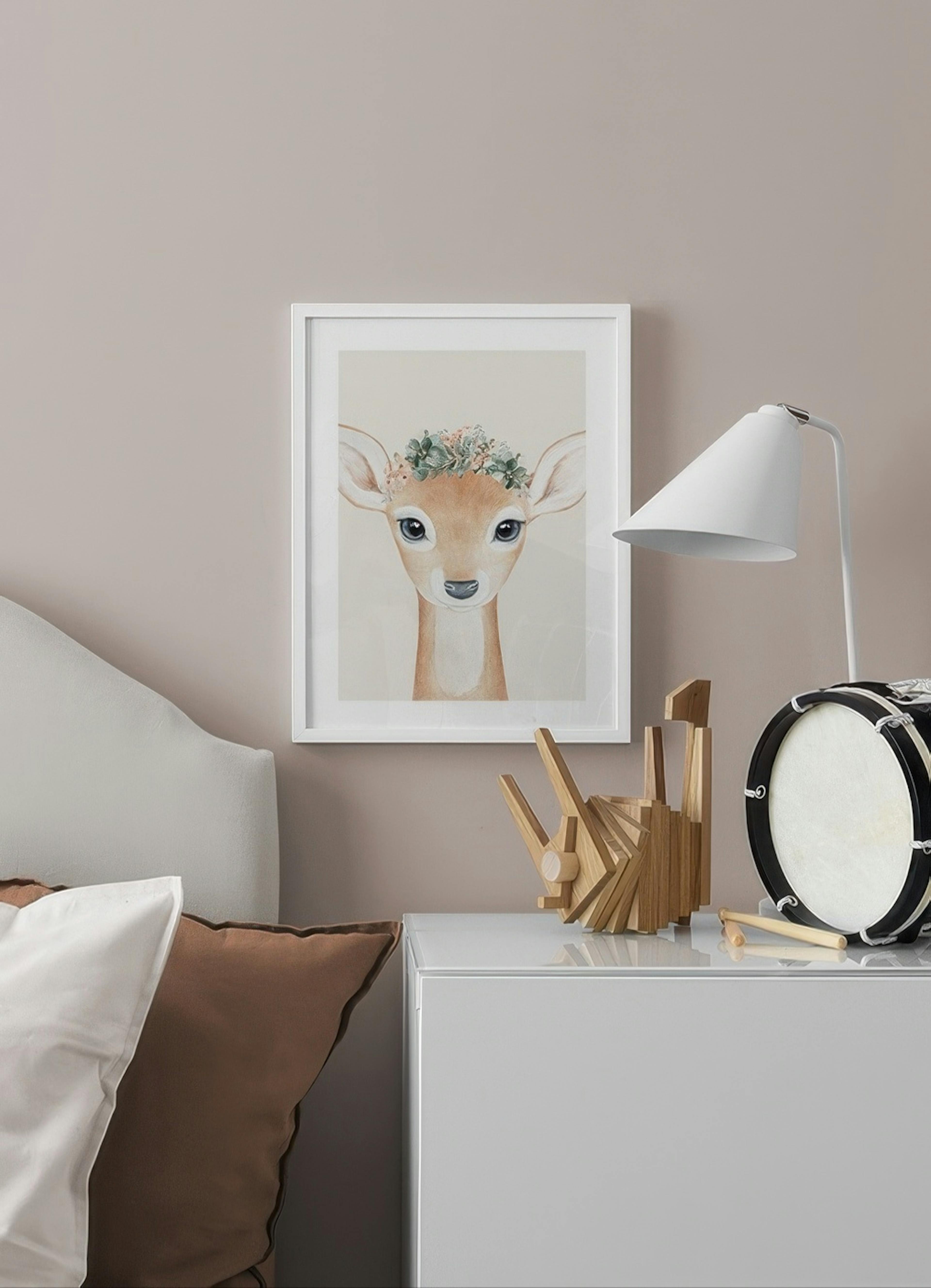 Flower Deer Poster