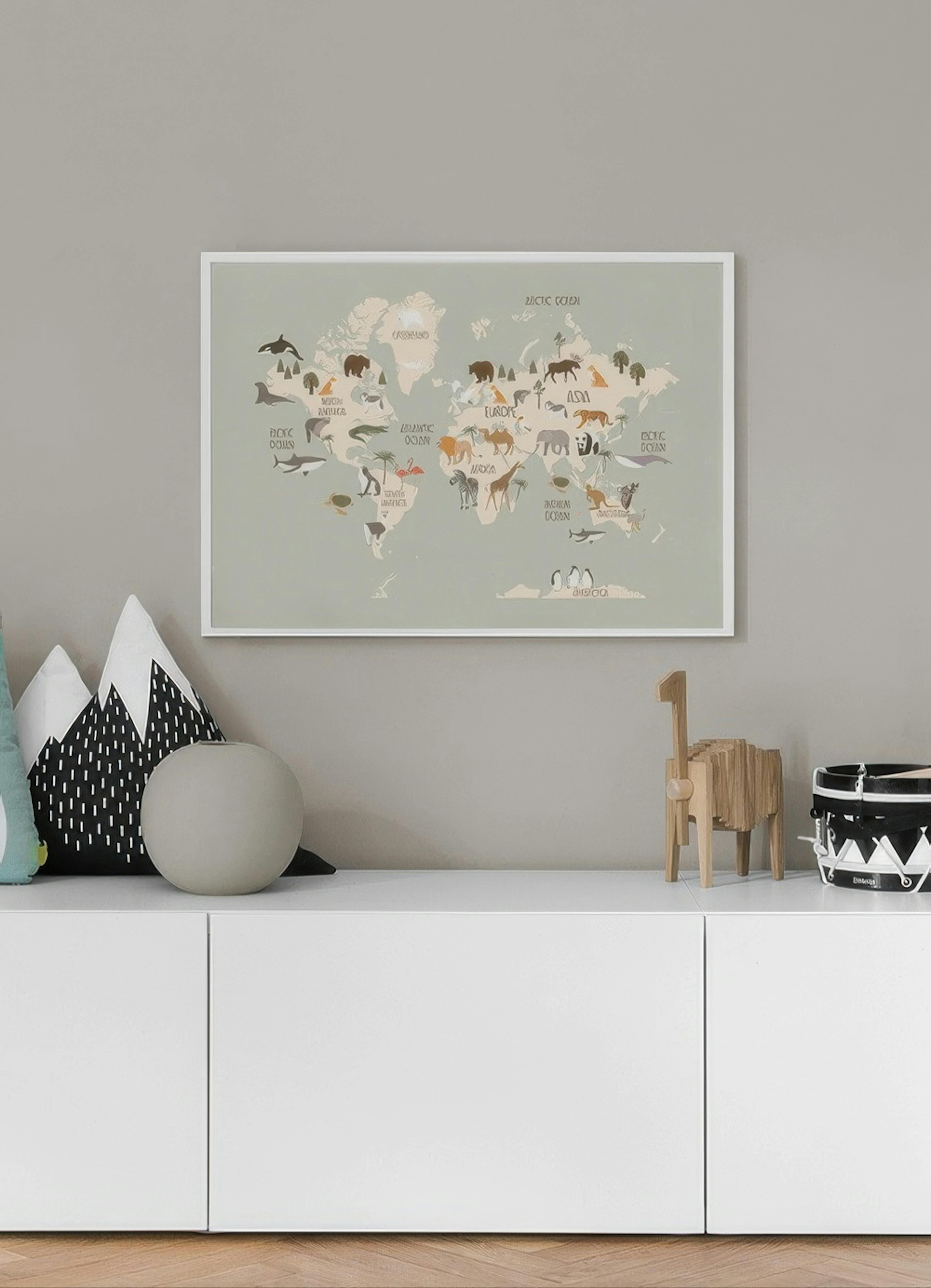 Animals of the World Map Print