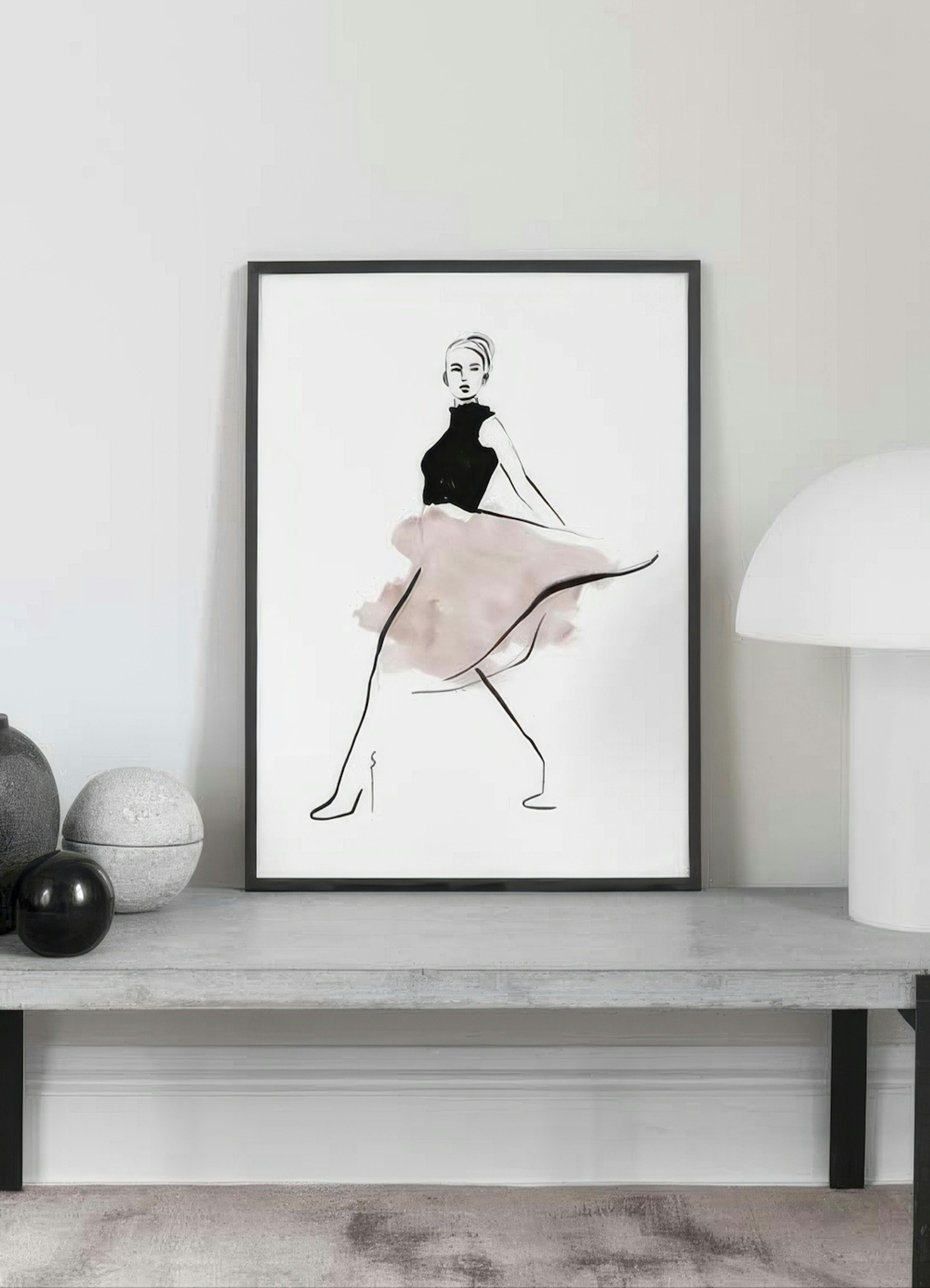 Pink Skirt Illustration Print