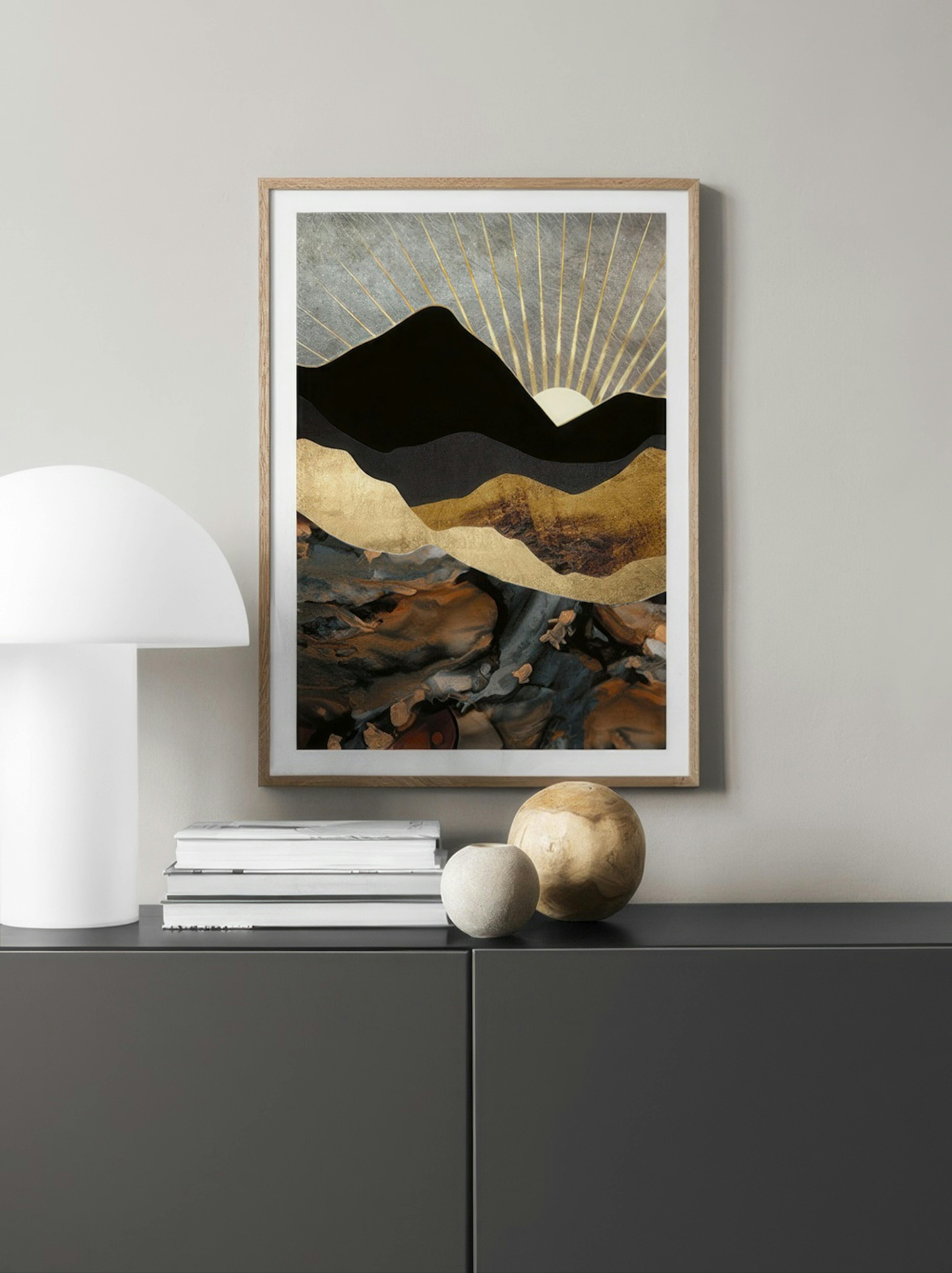 SpaceFrog Designs - Copper And Gold Mountains Affiche