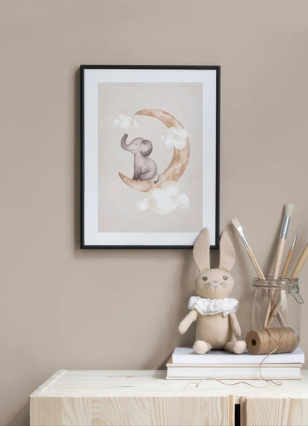 Set di stampe artistiche da parete con illustrazione di elefante e Set di stampe artistiche da parete con illustrazione di elefante e