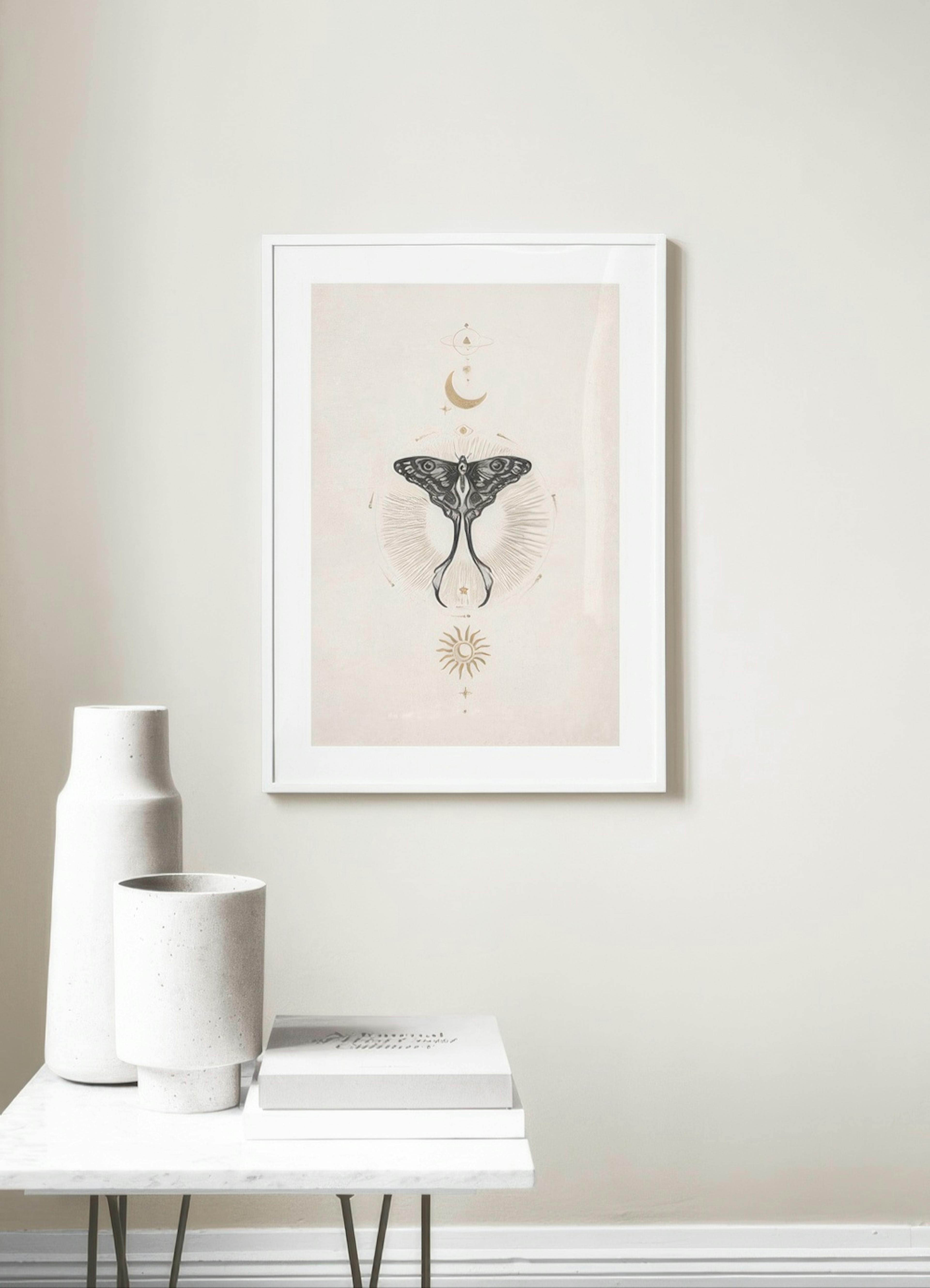 Moon Star Butterfly Print
