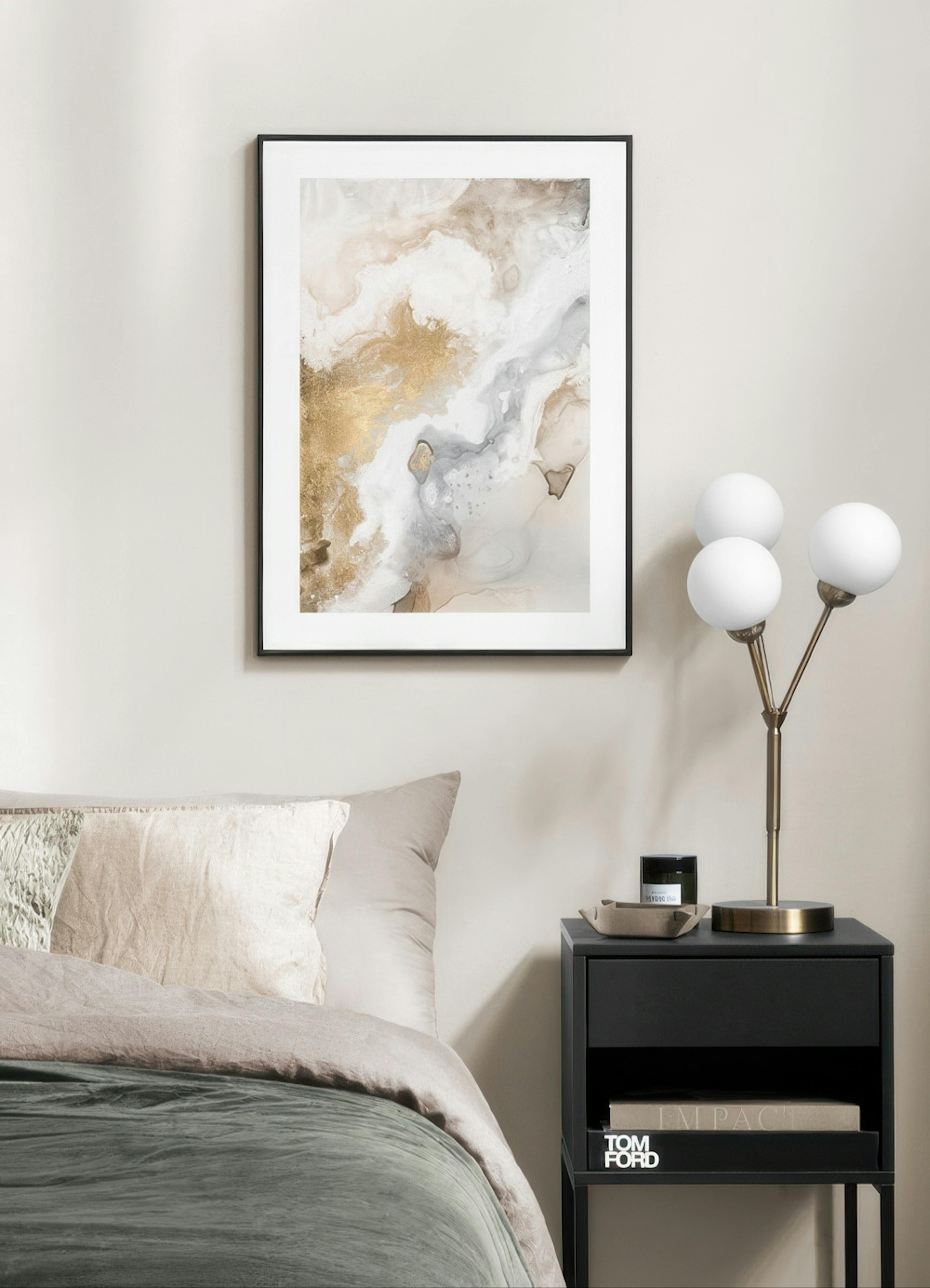 Beige Golden Flow No1 Print