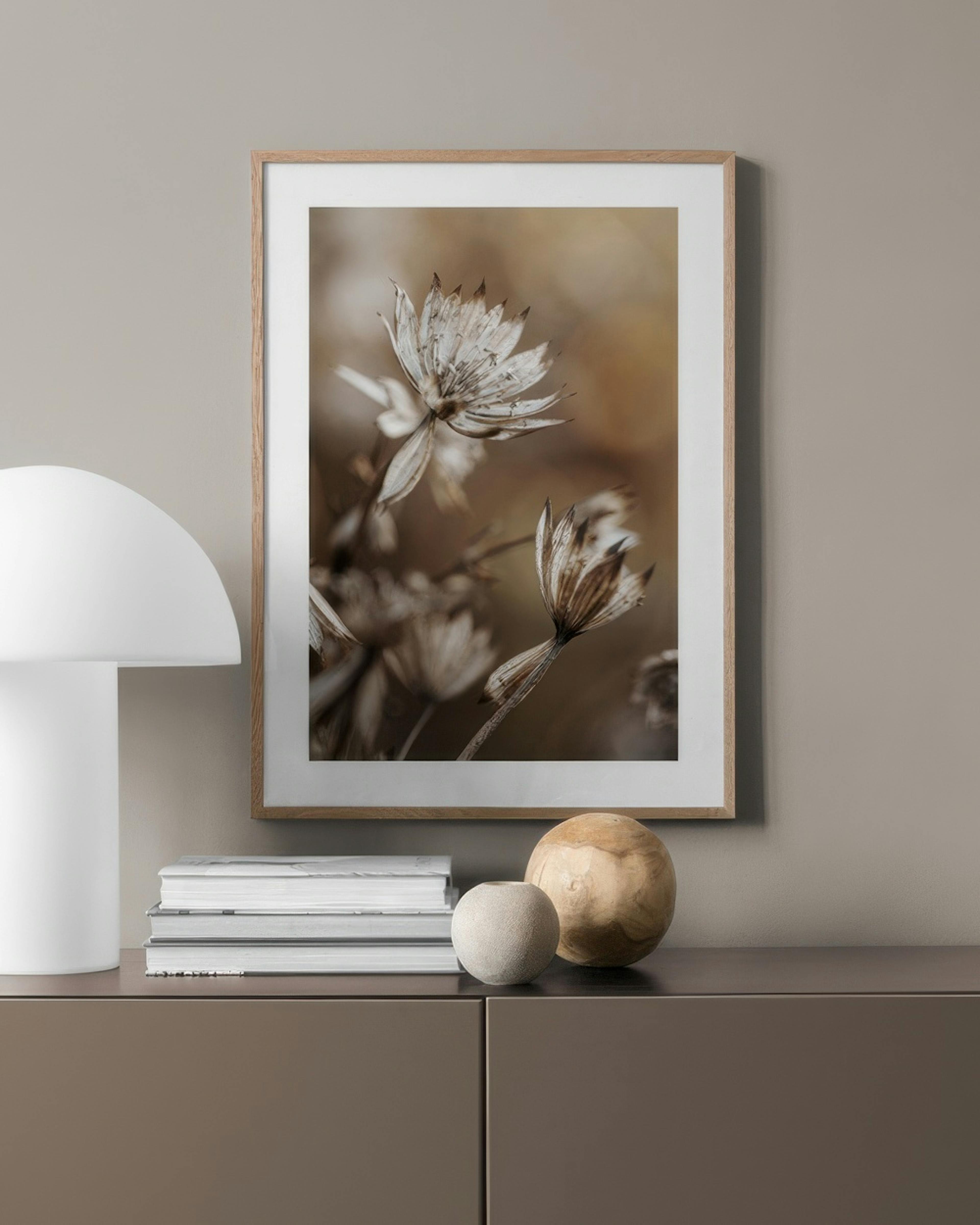 Dried Flowers in Brown Print