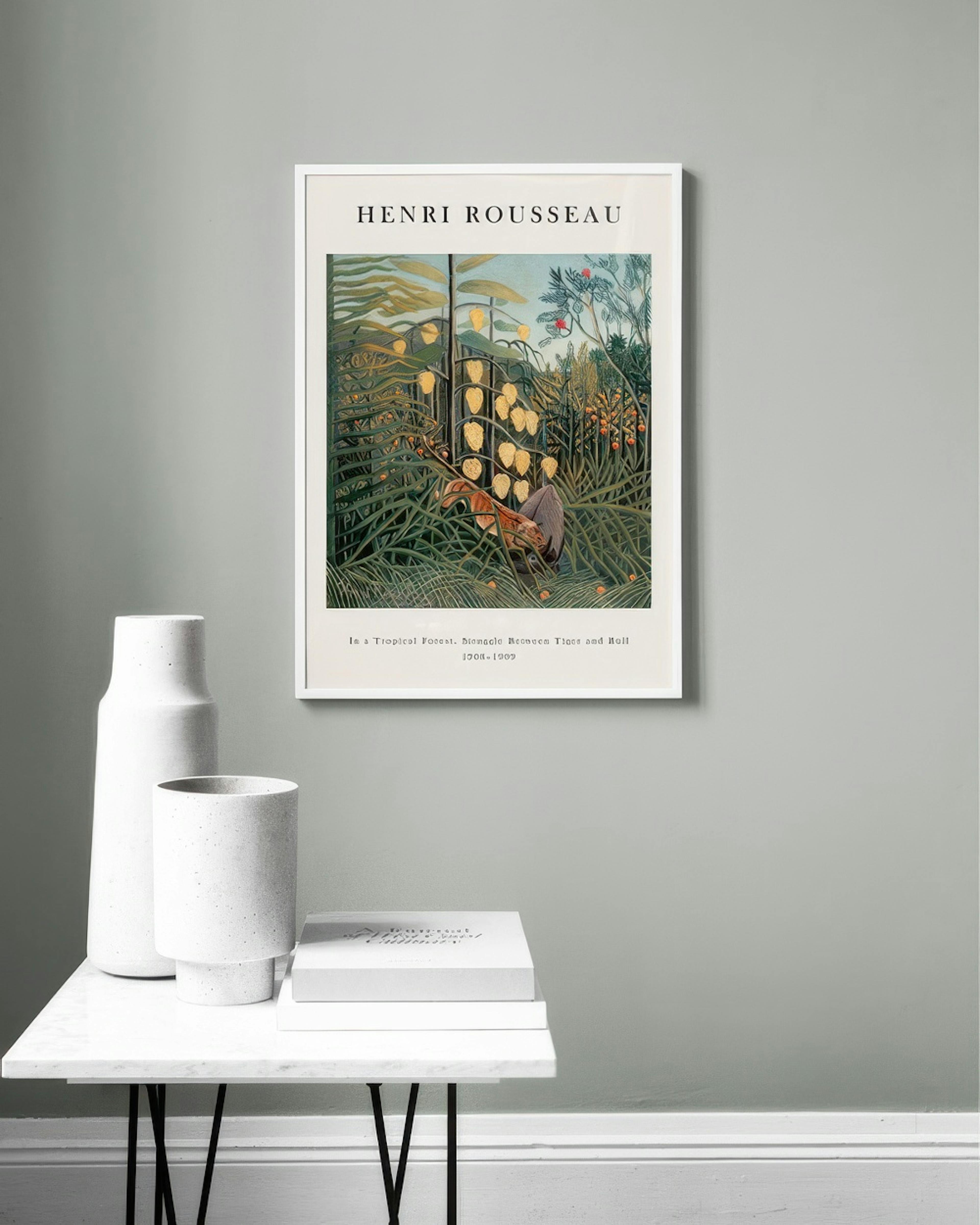 Rousseau - In a Tropical Forest. Struggle Between Tiger and Bull Poster