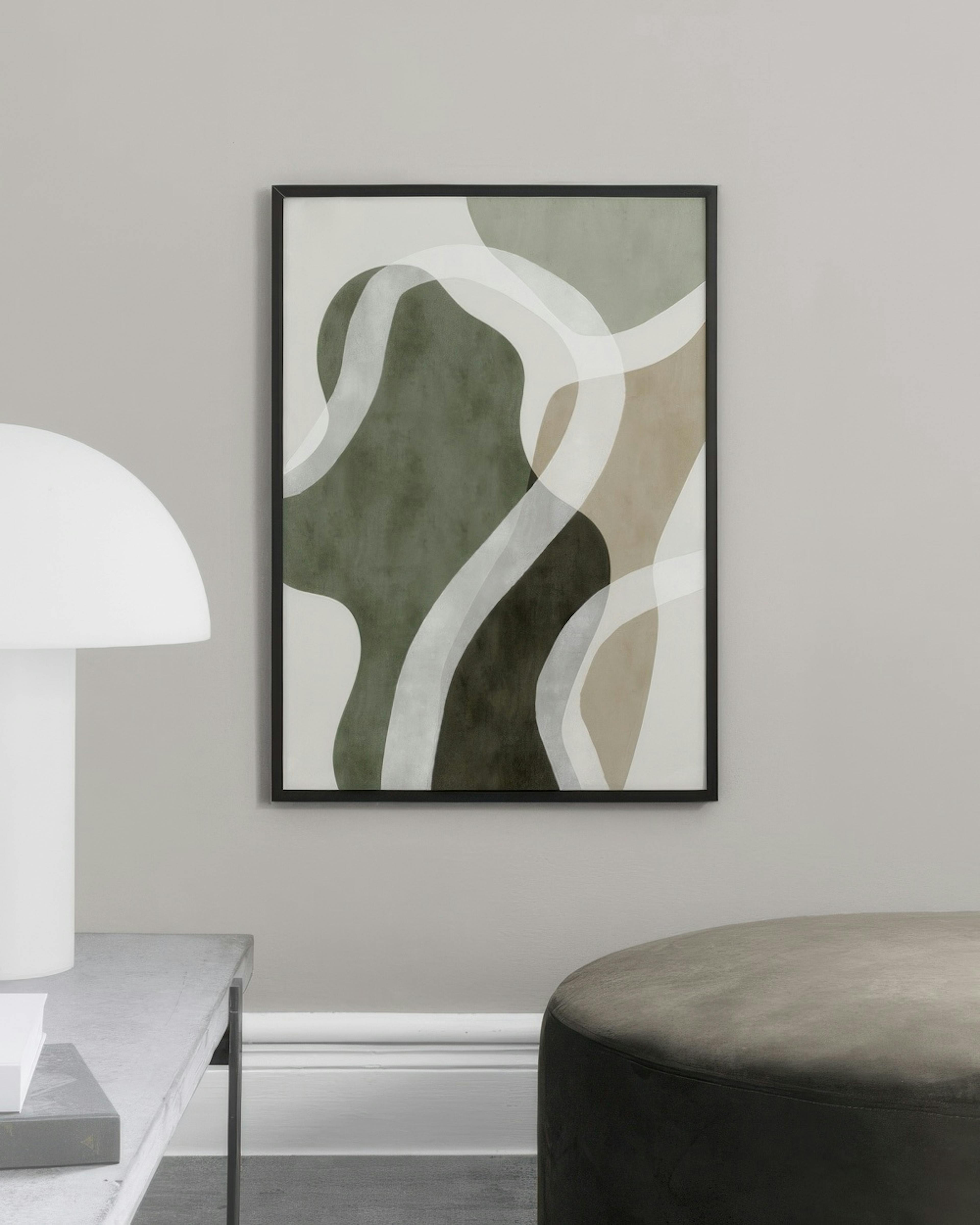 Abstract Green Shapes No1 Plakát