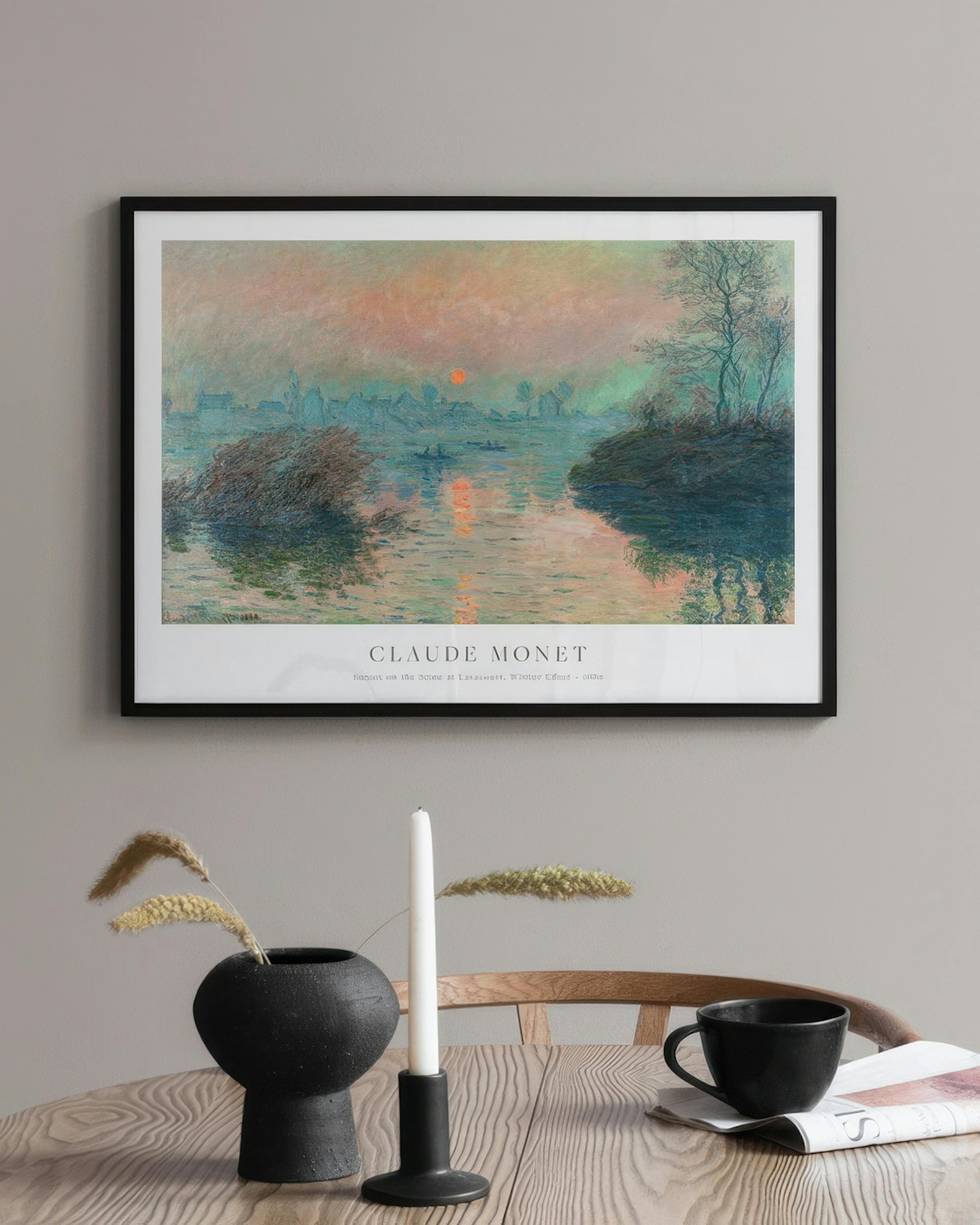 Monet - Sunset on the Seine at Lavacourt, Winter Effect Juliste