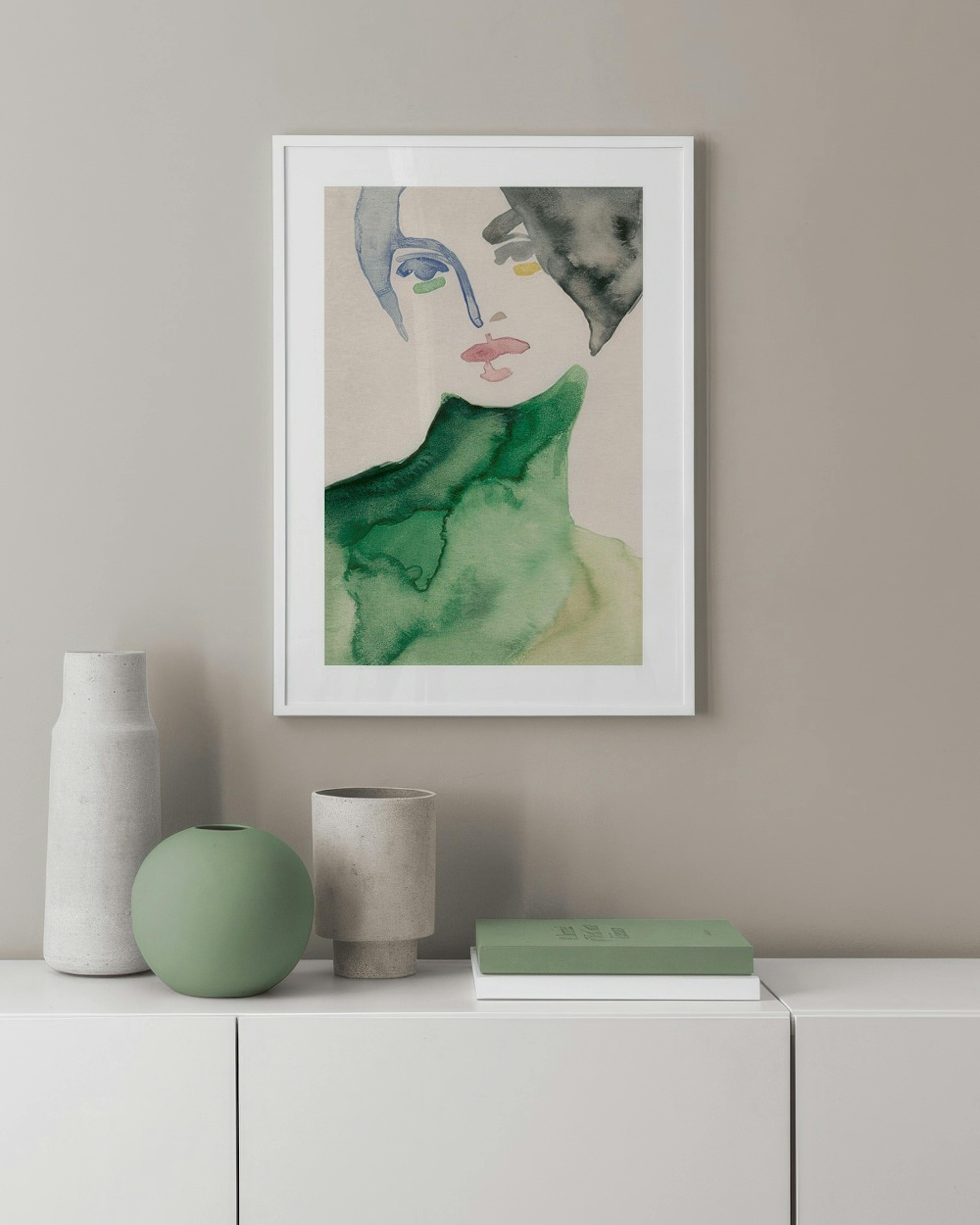 Lady in Green Print