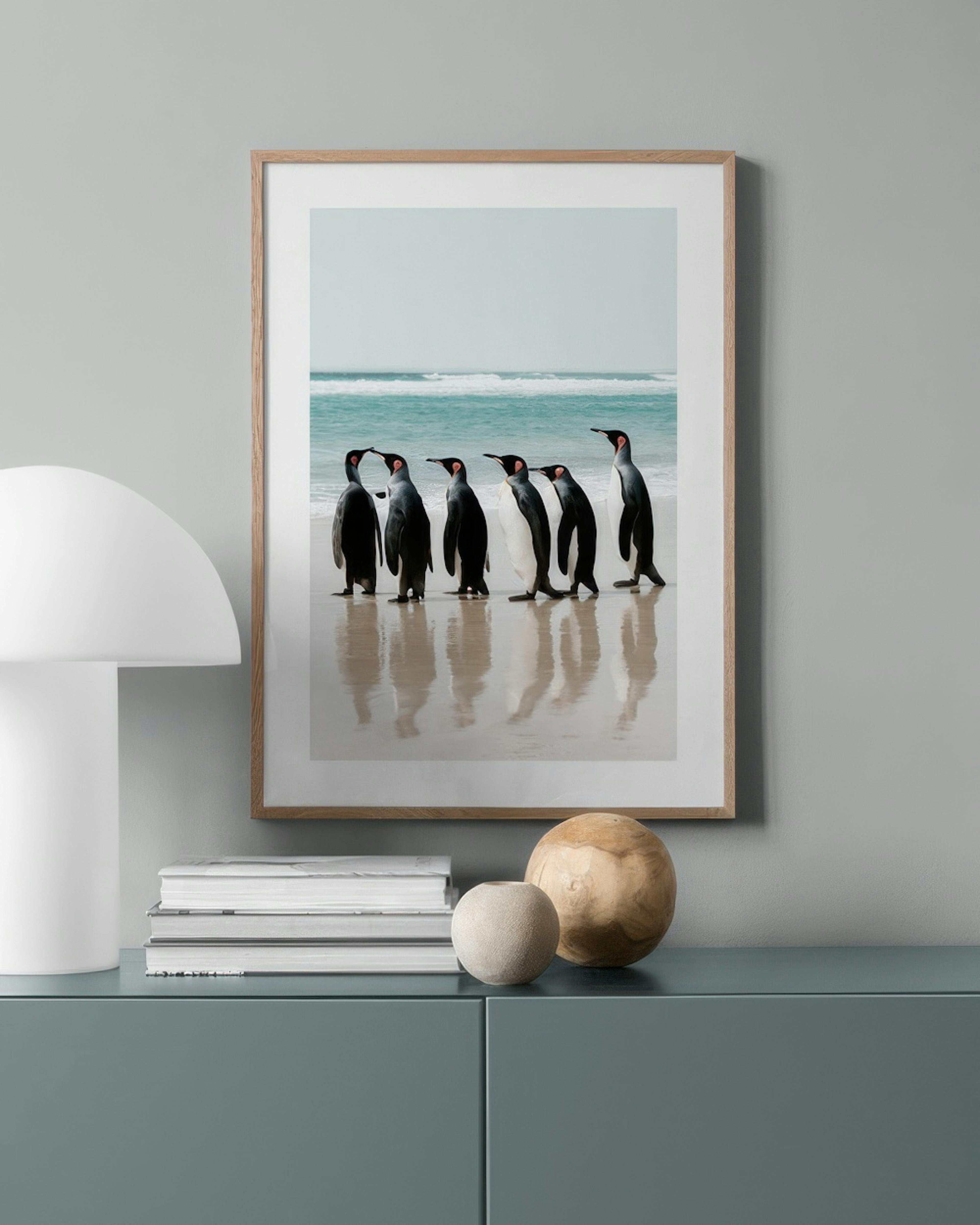 Lined up Penguins Print