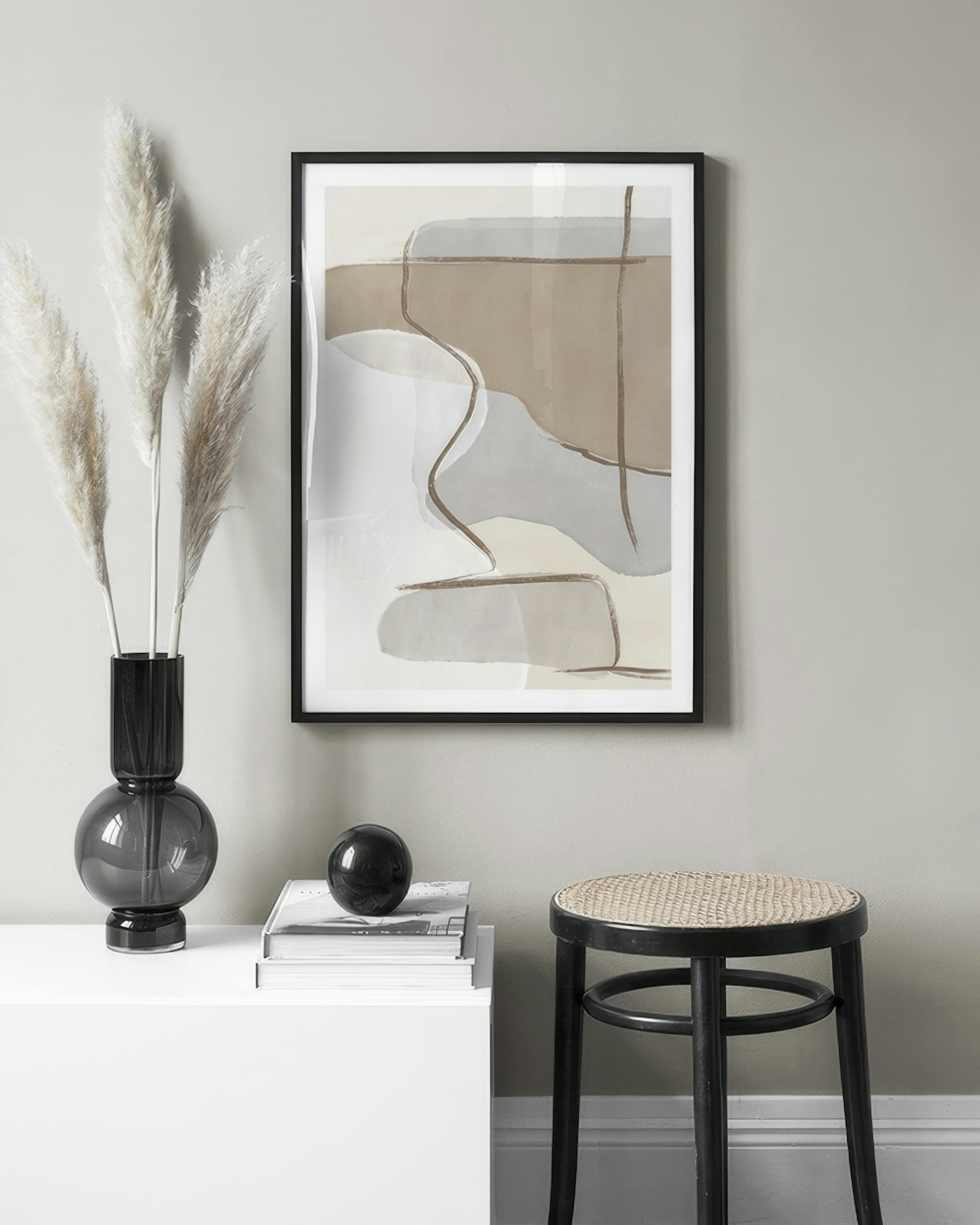 Beige And Blue Abstract No1 Affiche
