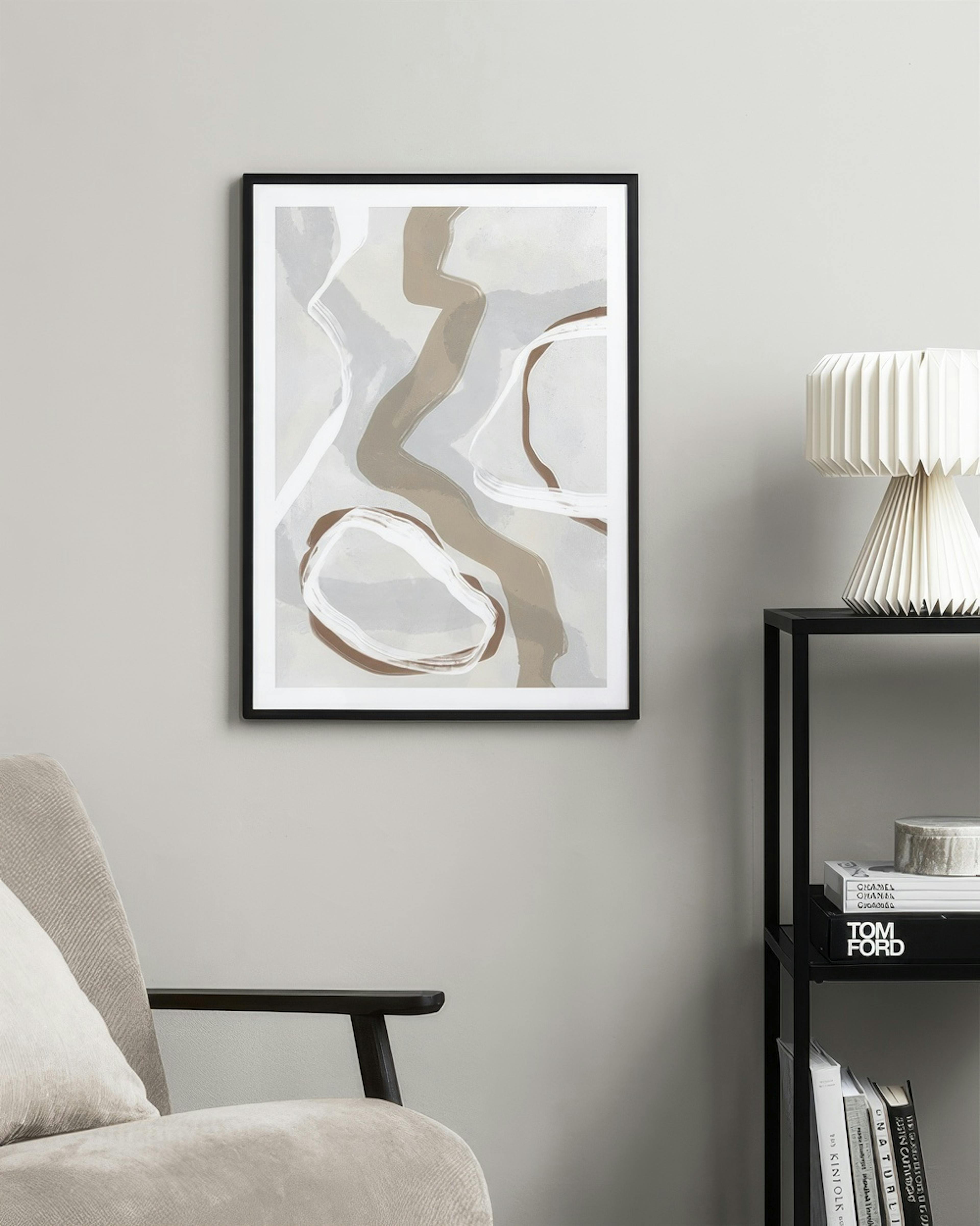 Beige And Blue Abstract No2 Poster