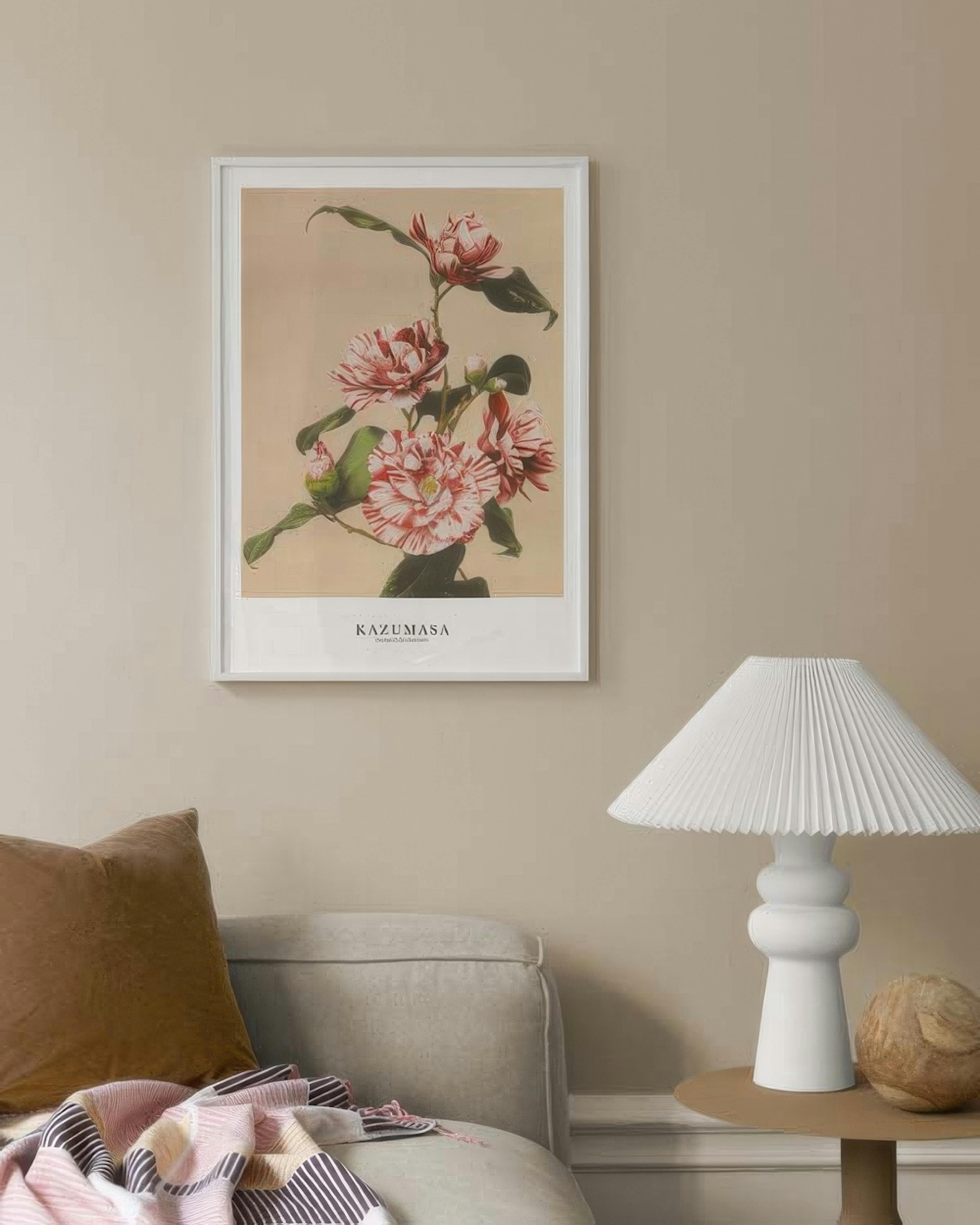Ogawa Kazumasa - Striped Camellias Print