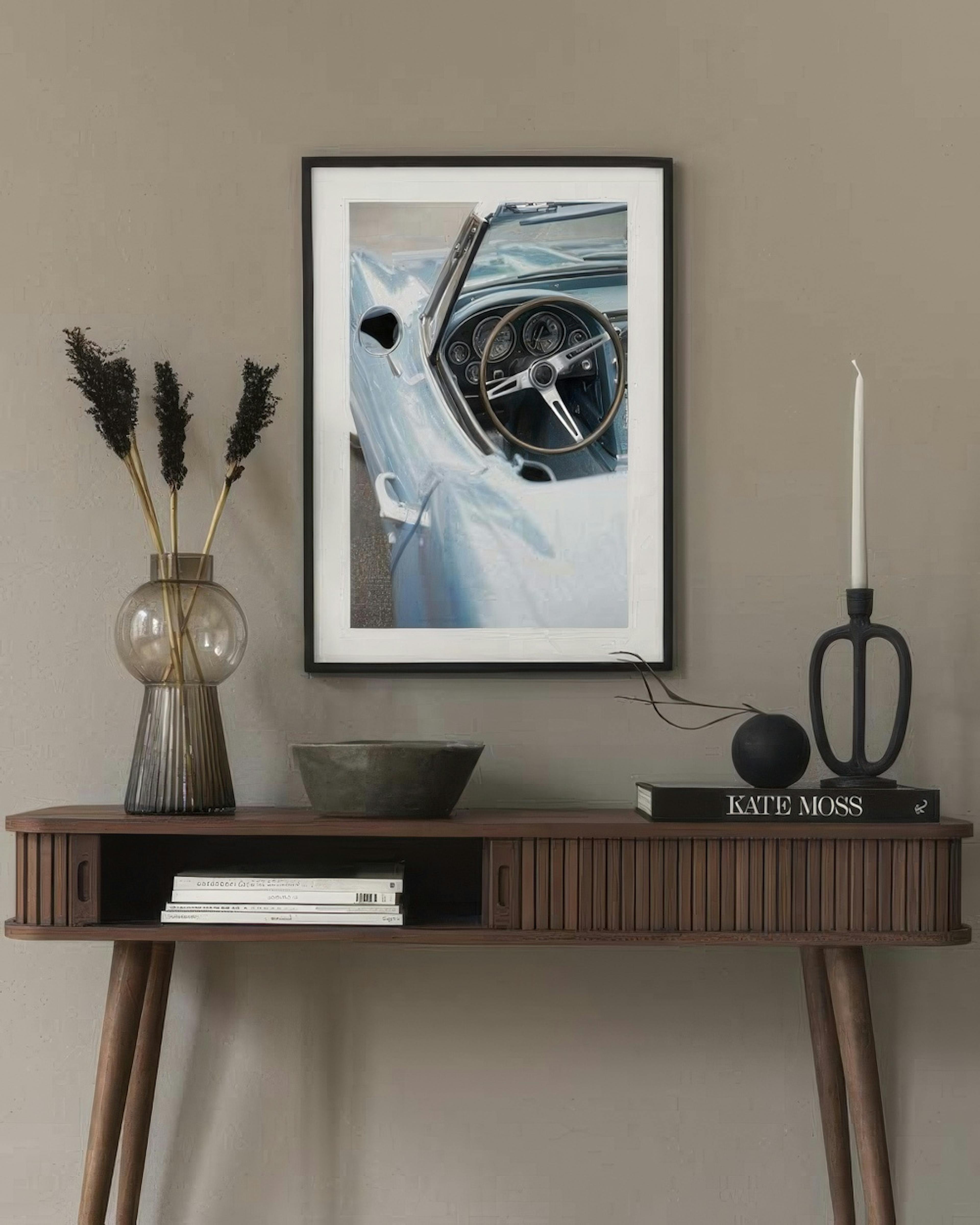 Blue Vintage Car Juliste