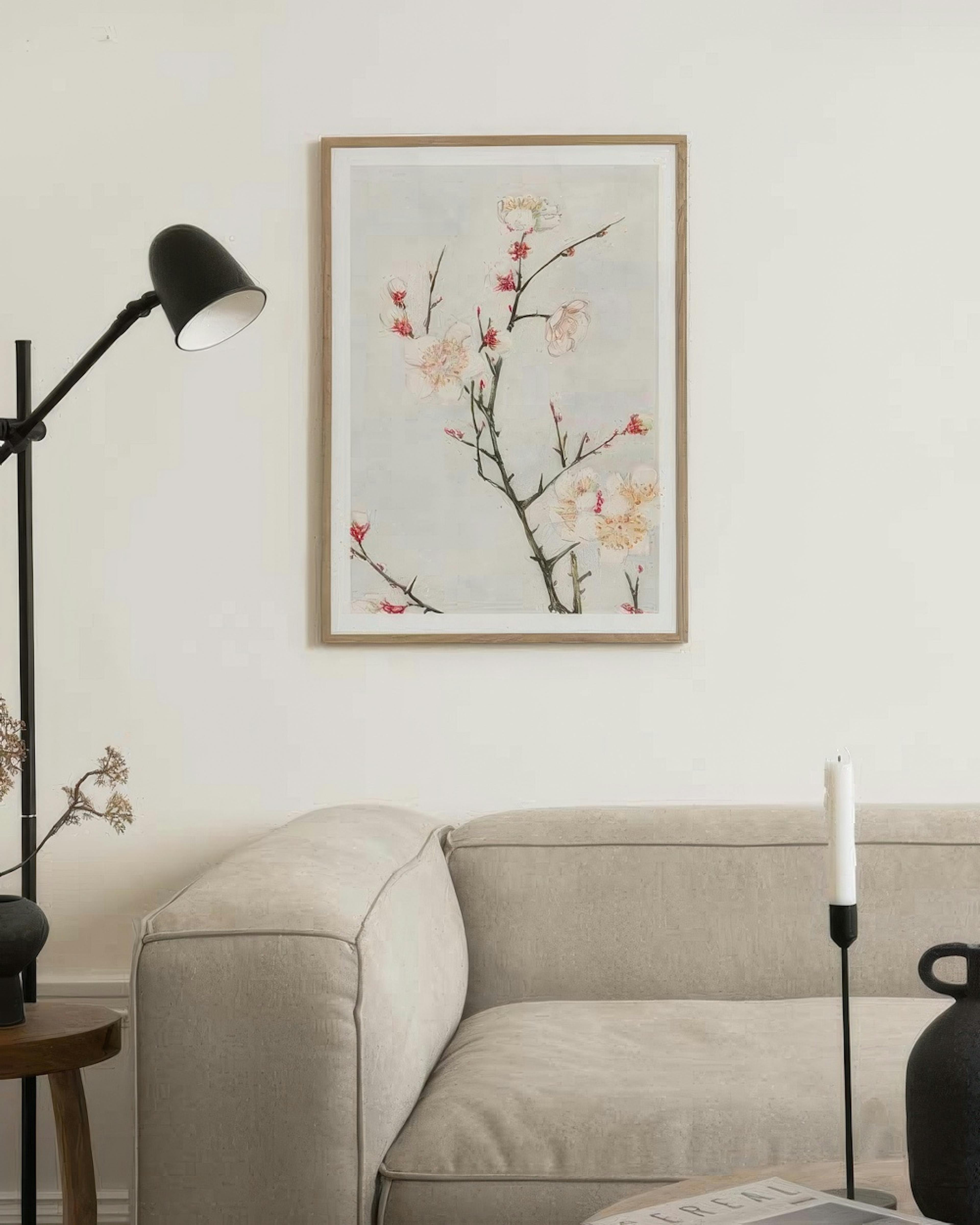 Megata Morikaga - Plum Branches with Blossoms Plakat