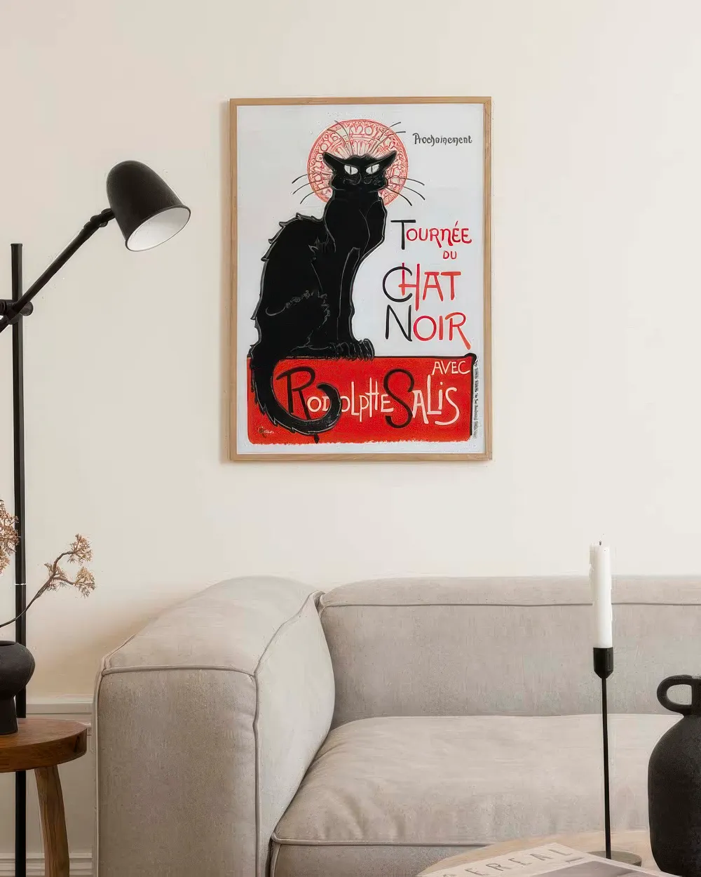 Stampa artistica con gatto nero e ninfada, poster divertente in stile Stampa artistica con gatto nero e ninfada, poster divertente in stile