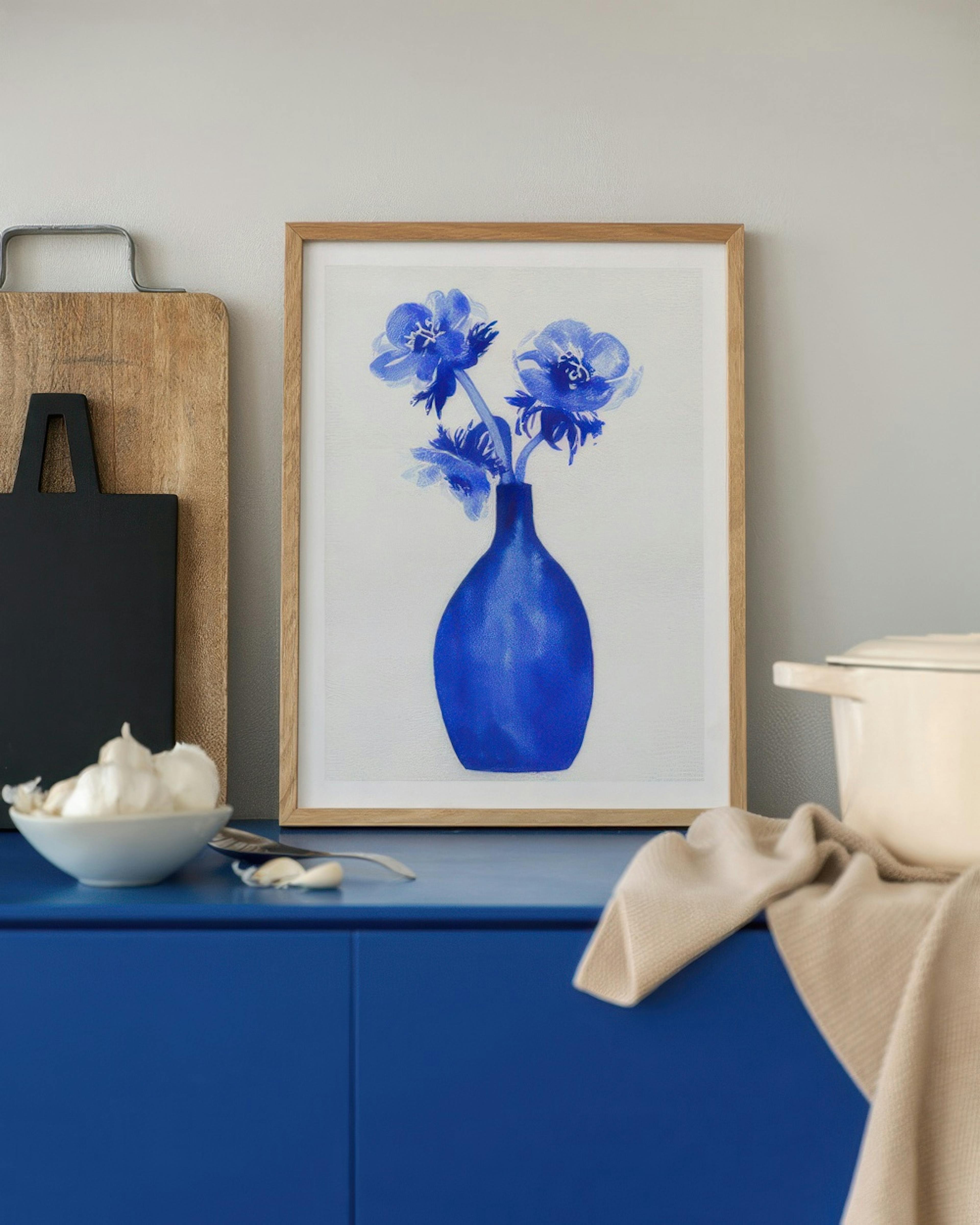 Three Blue Flowers Print