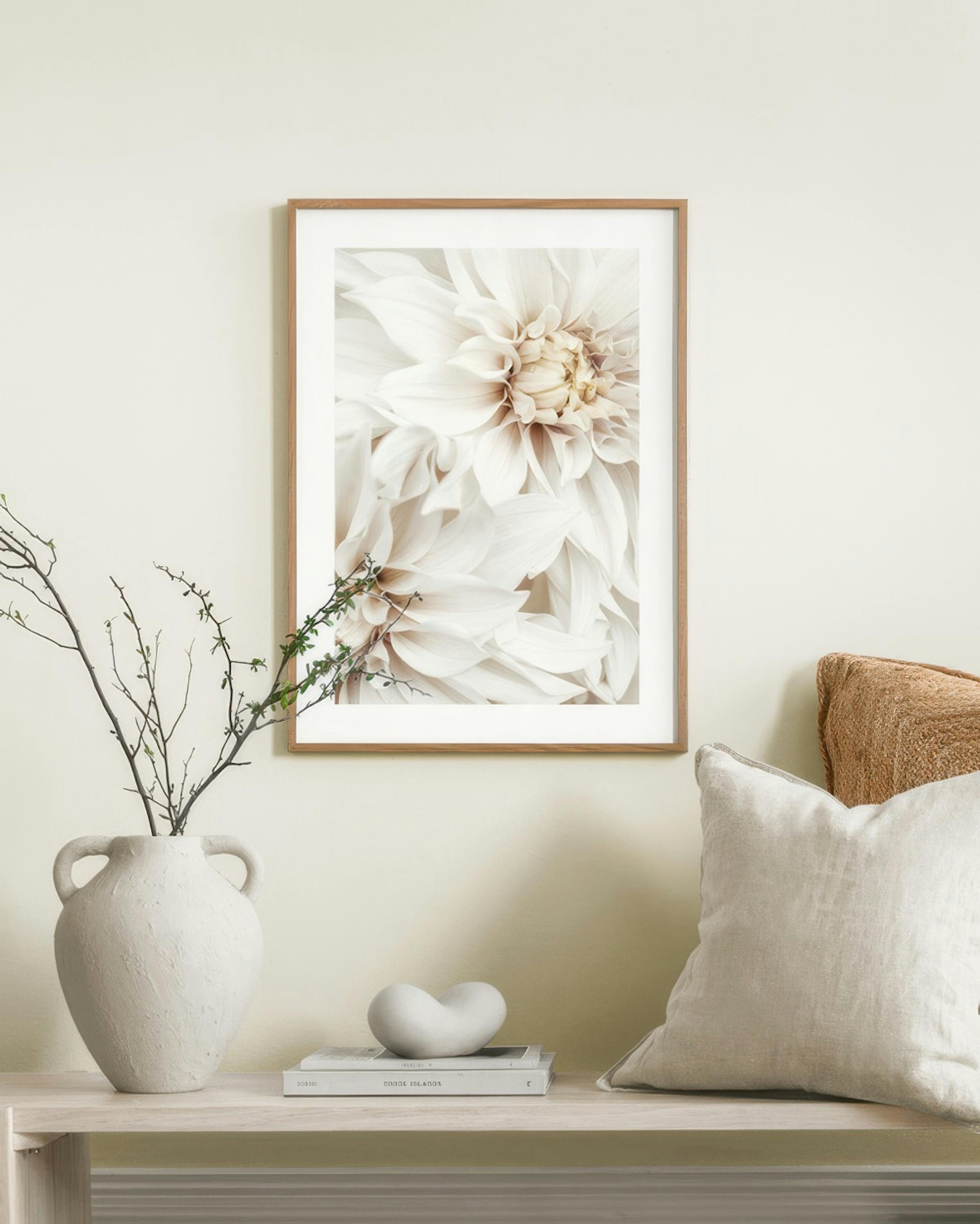 White Dahlias Plagát