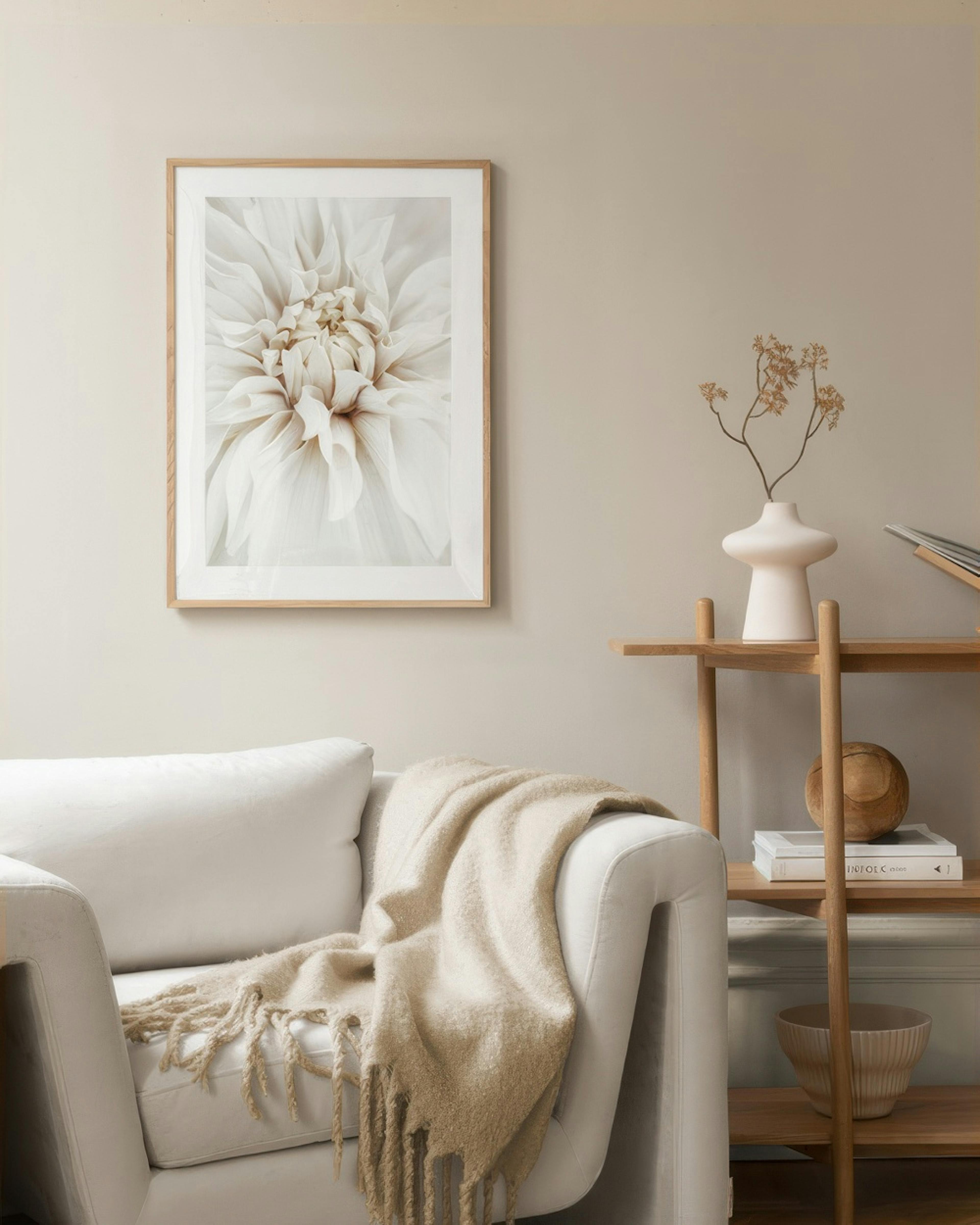 Dreamy White Dahlia Print