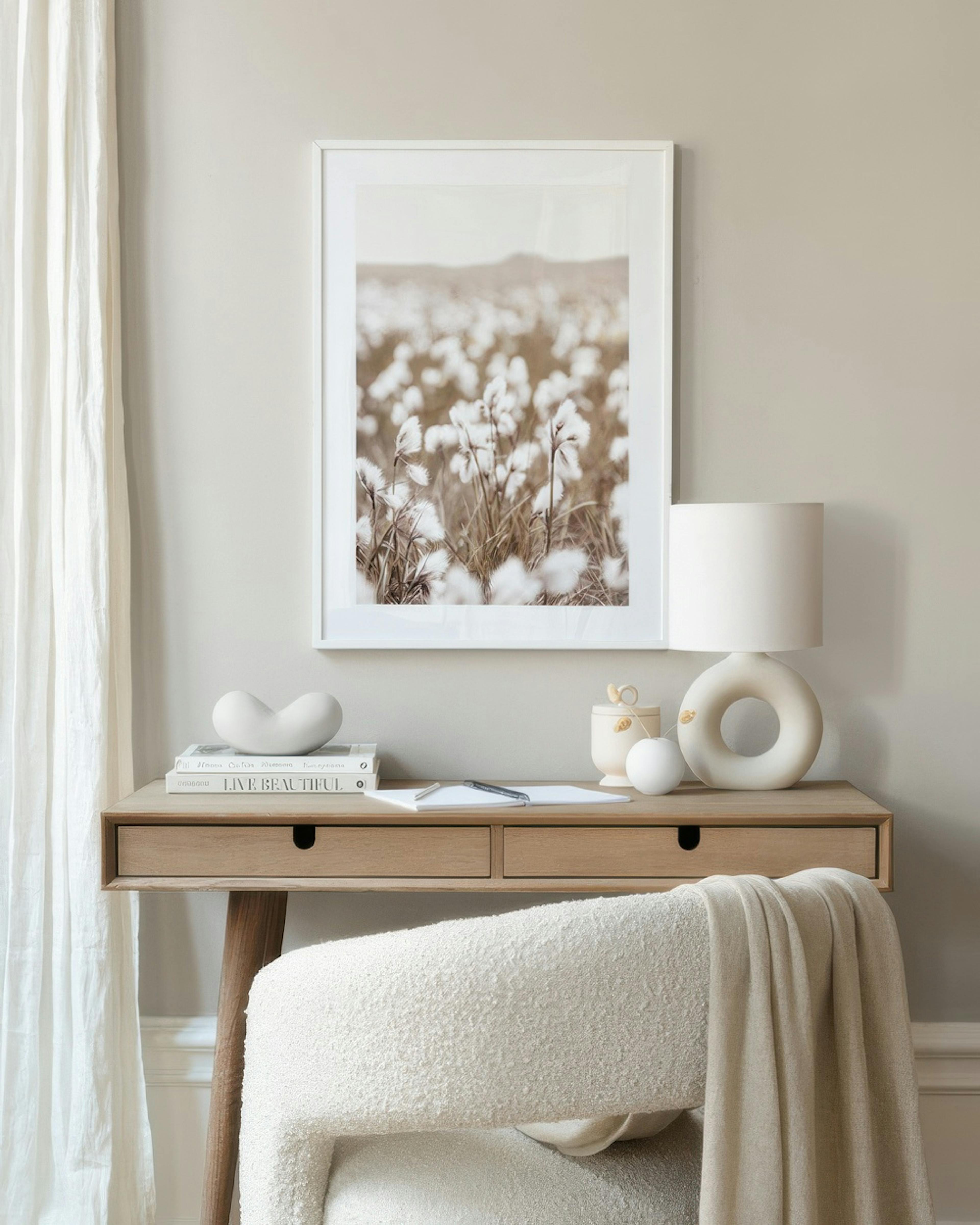 Cotton Flower Field Affiche