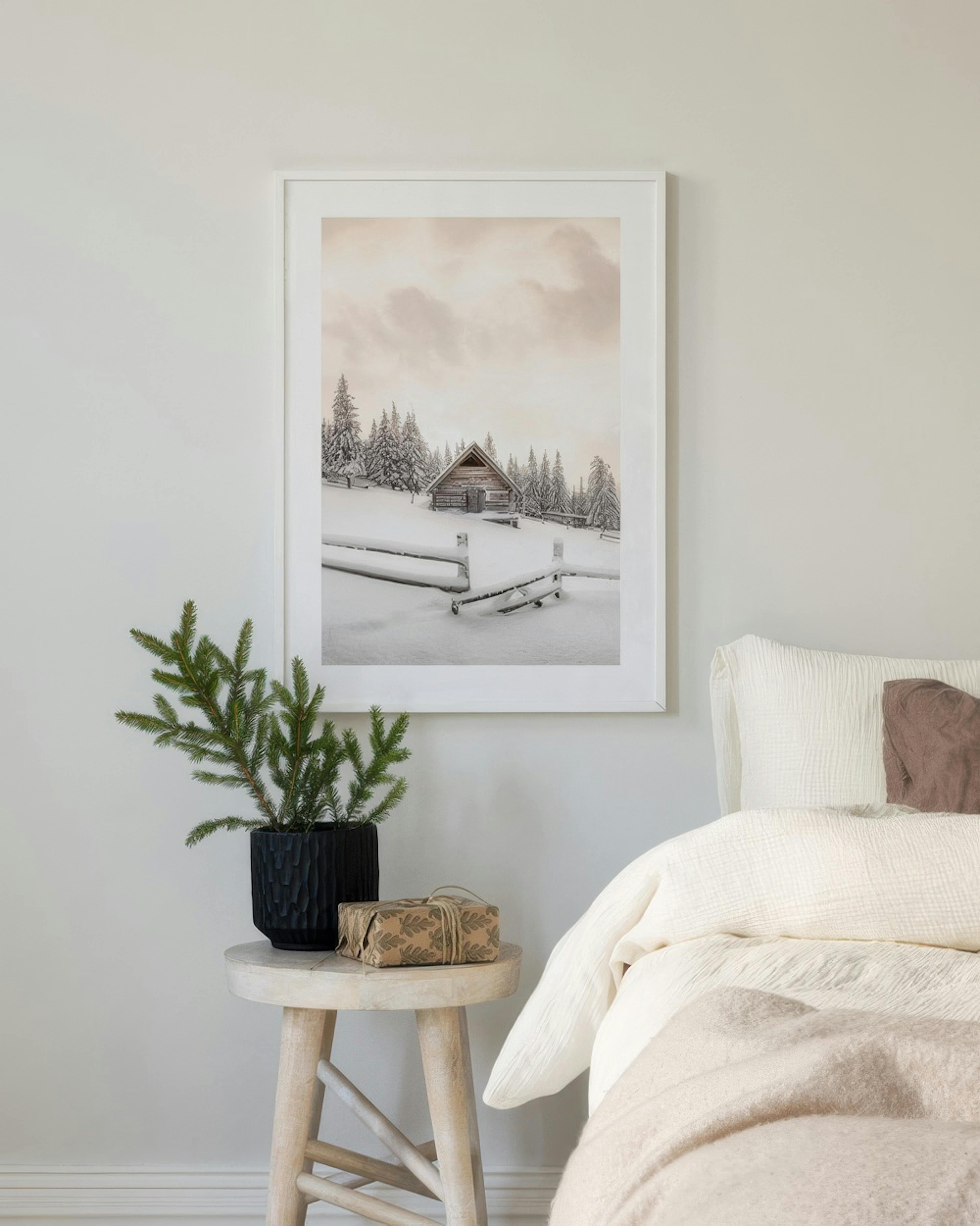 Snowy Cabin Print