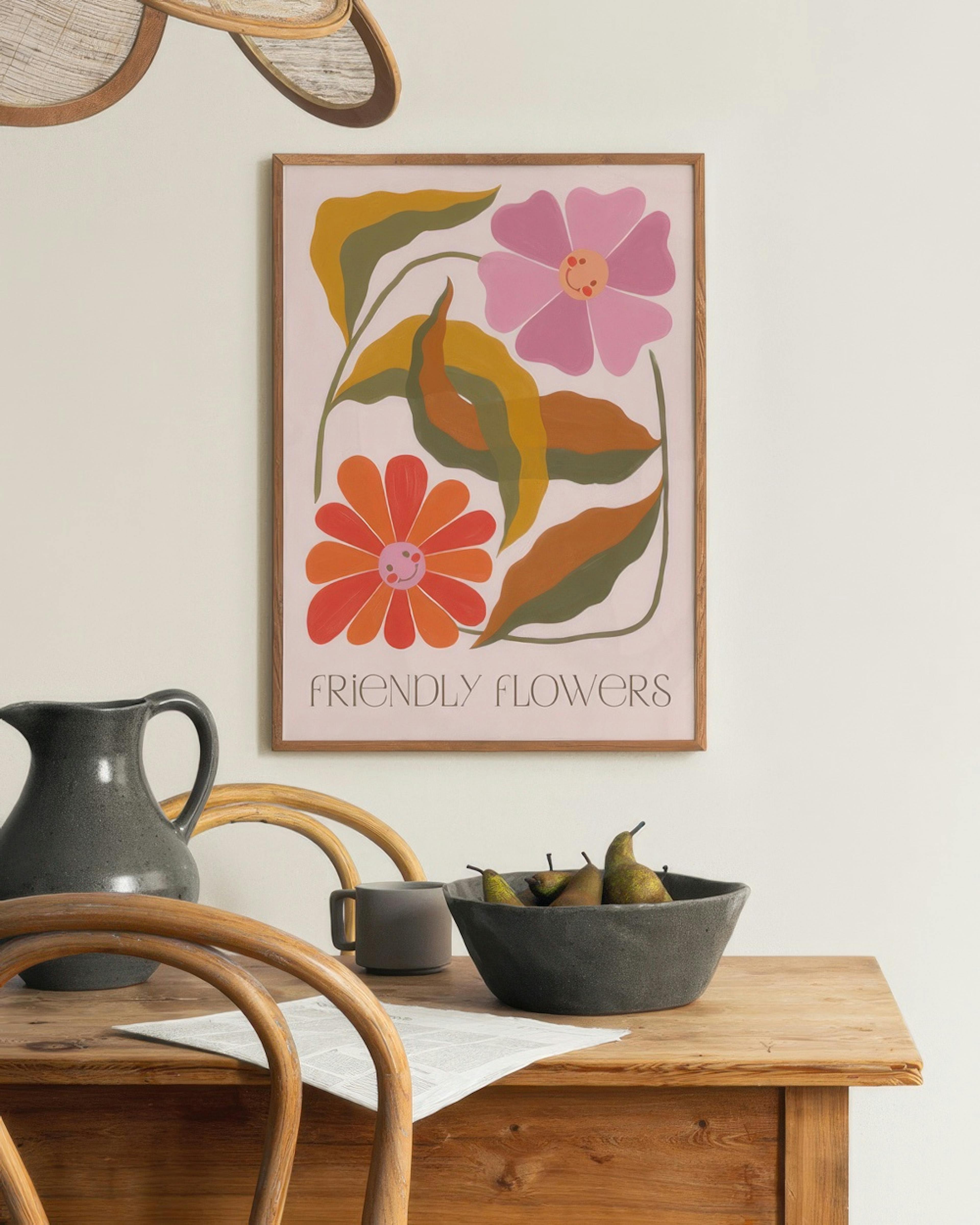 Friendly Flowers Print Print