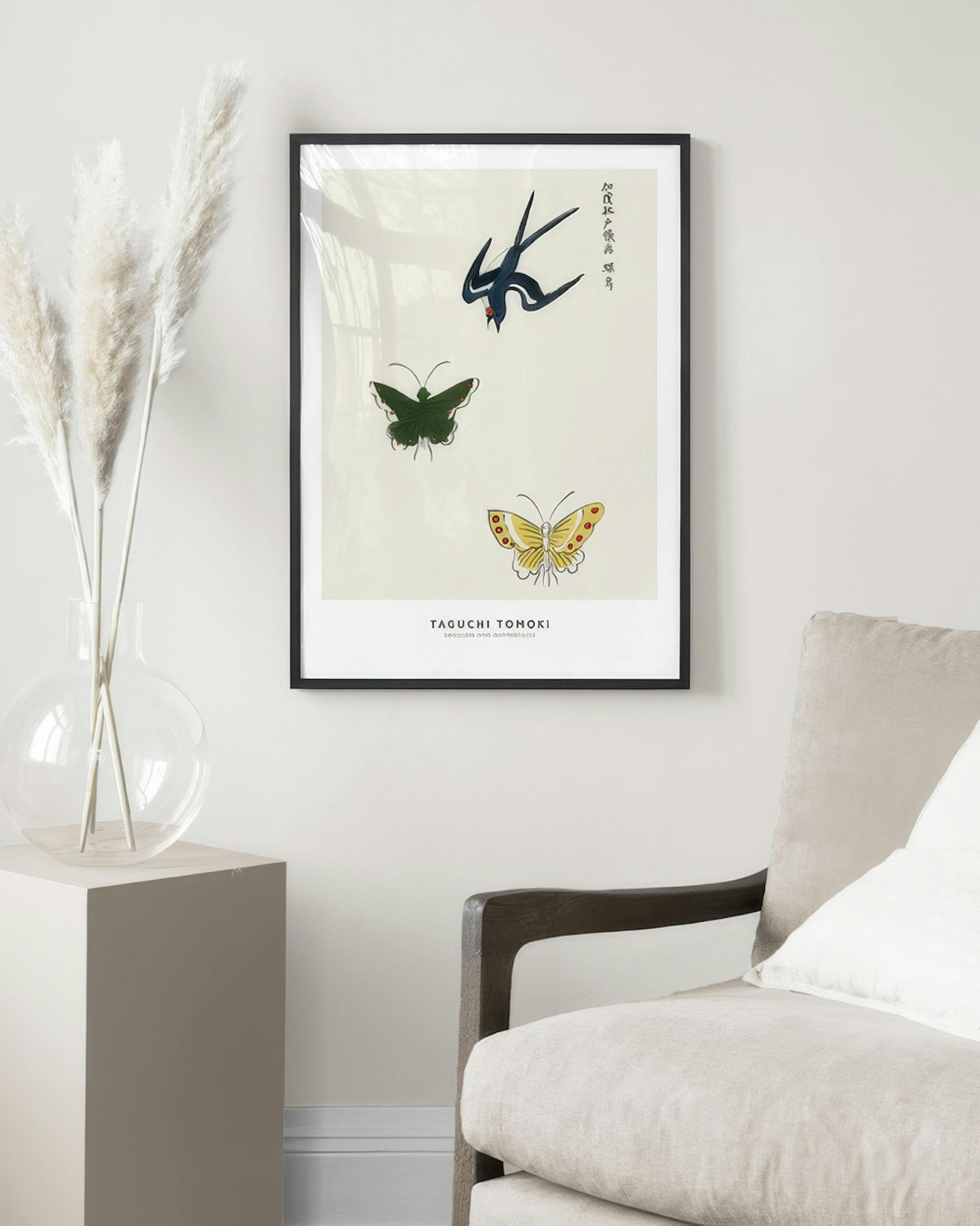 Taguchi Tomoki - Swallow and Butterflies Poster