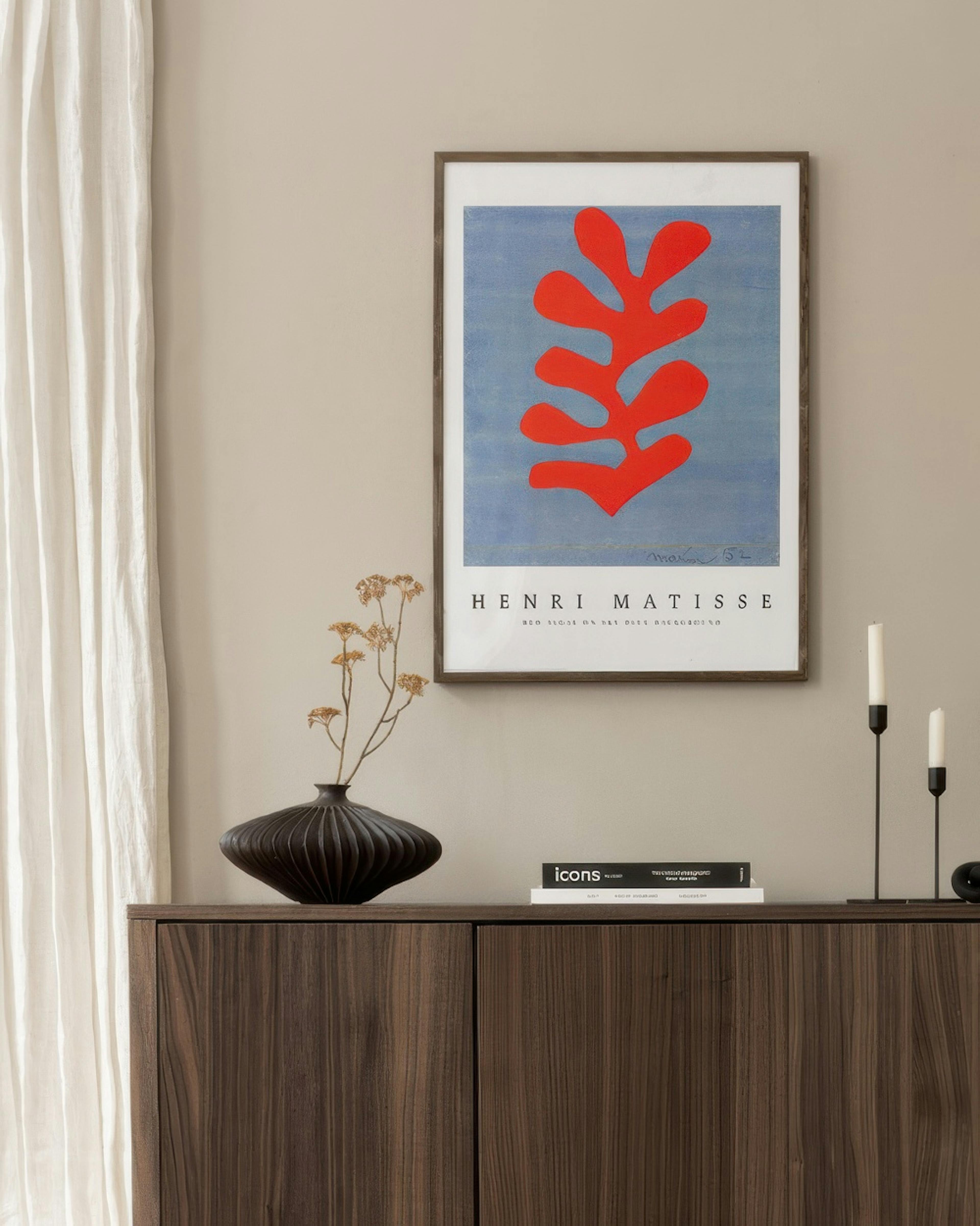 Matisse - Red Algae on Sky Blue Background Poster