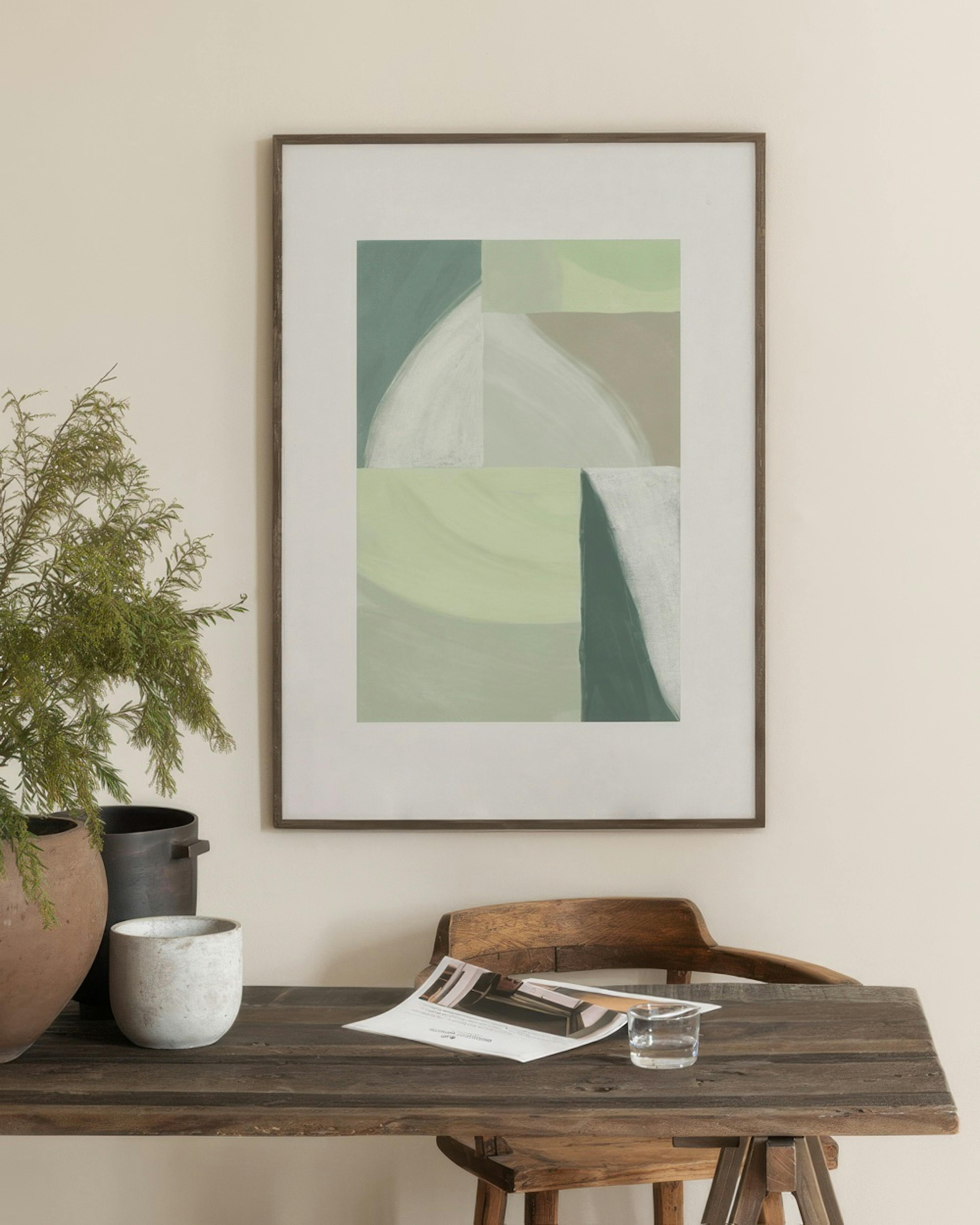 Green Color Blocks Print