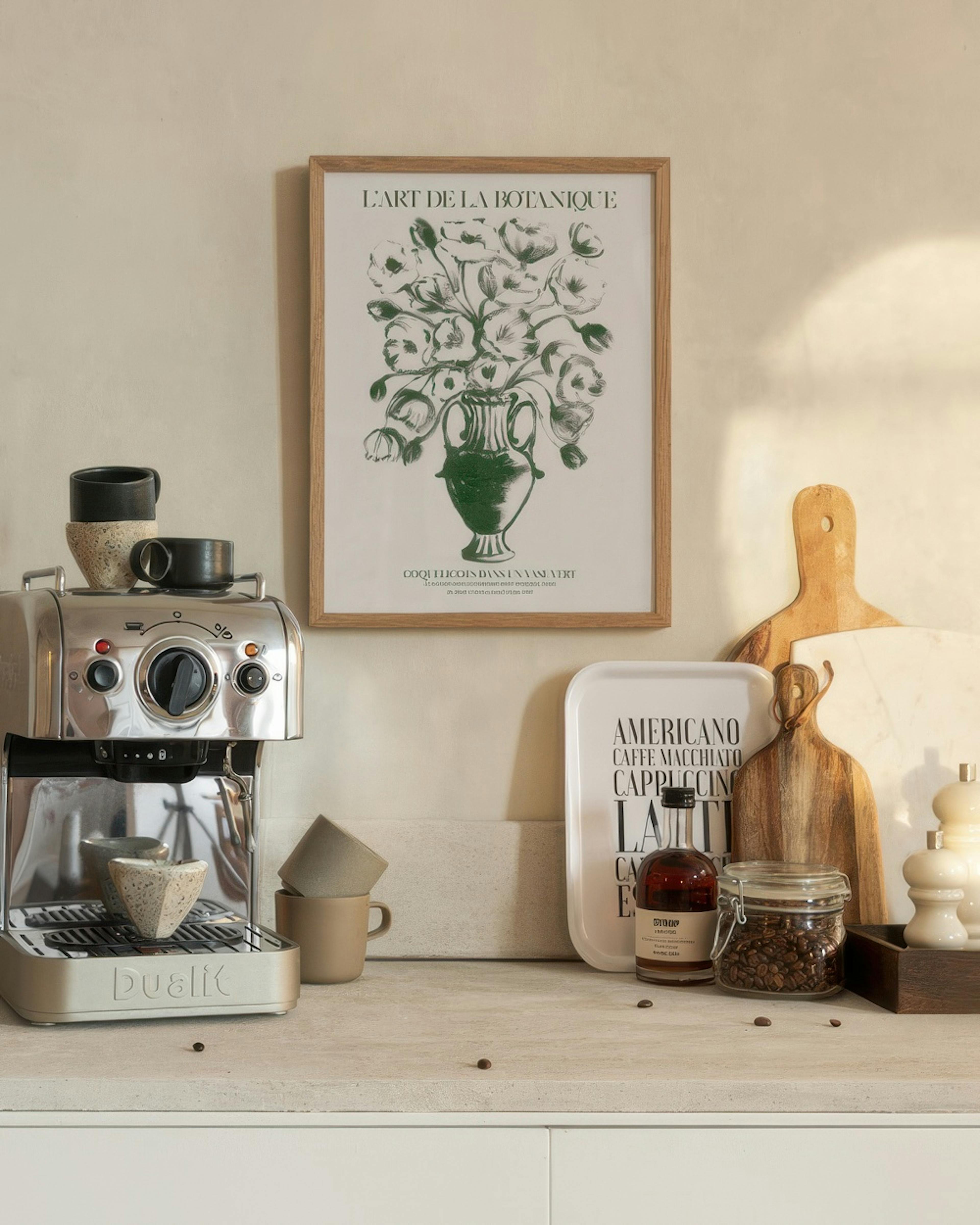 Green Vase Poppies Print