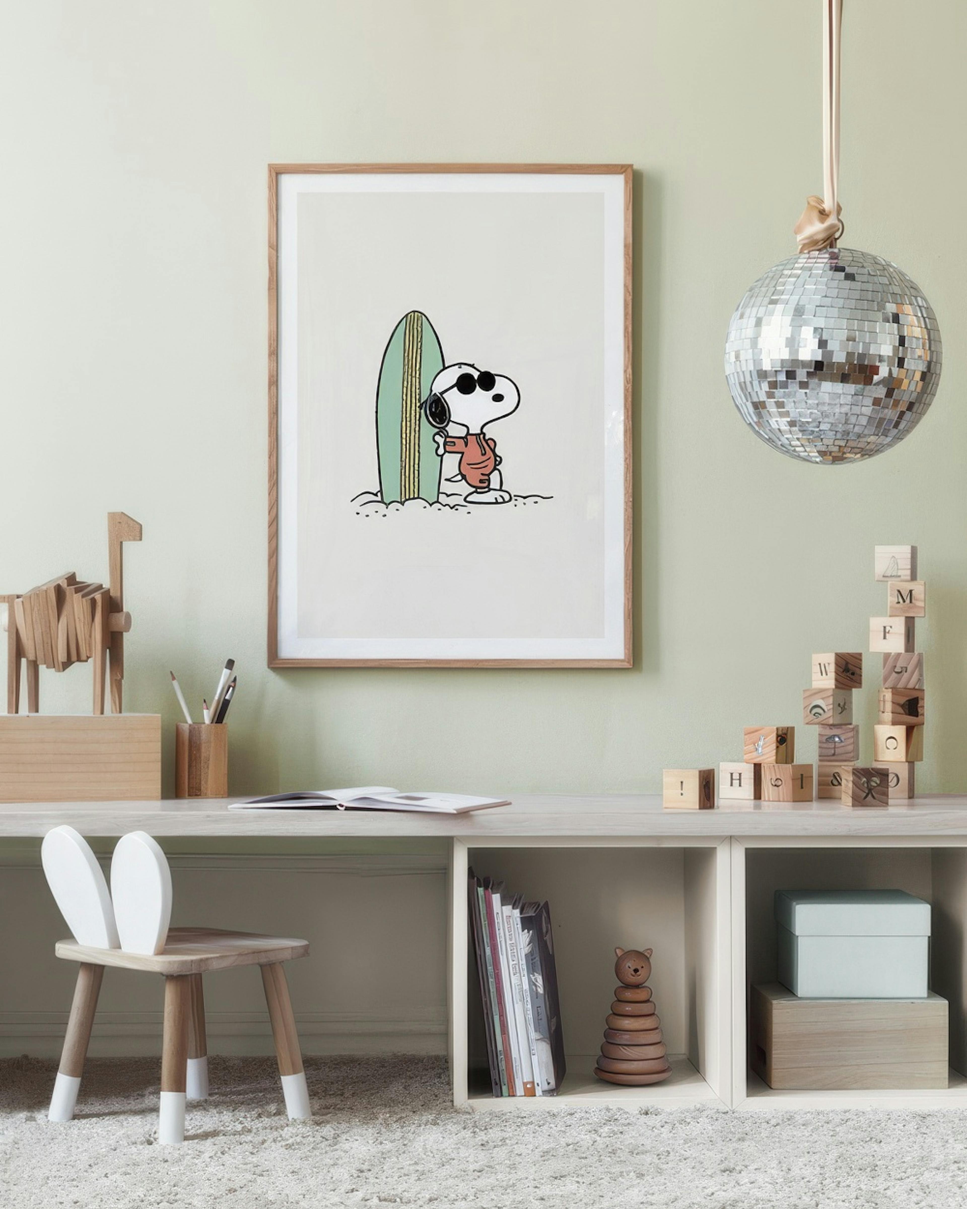Snoopy Surfboard Poster
