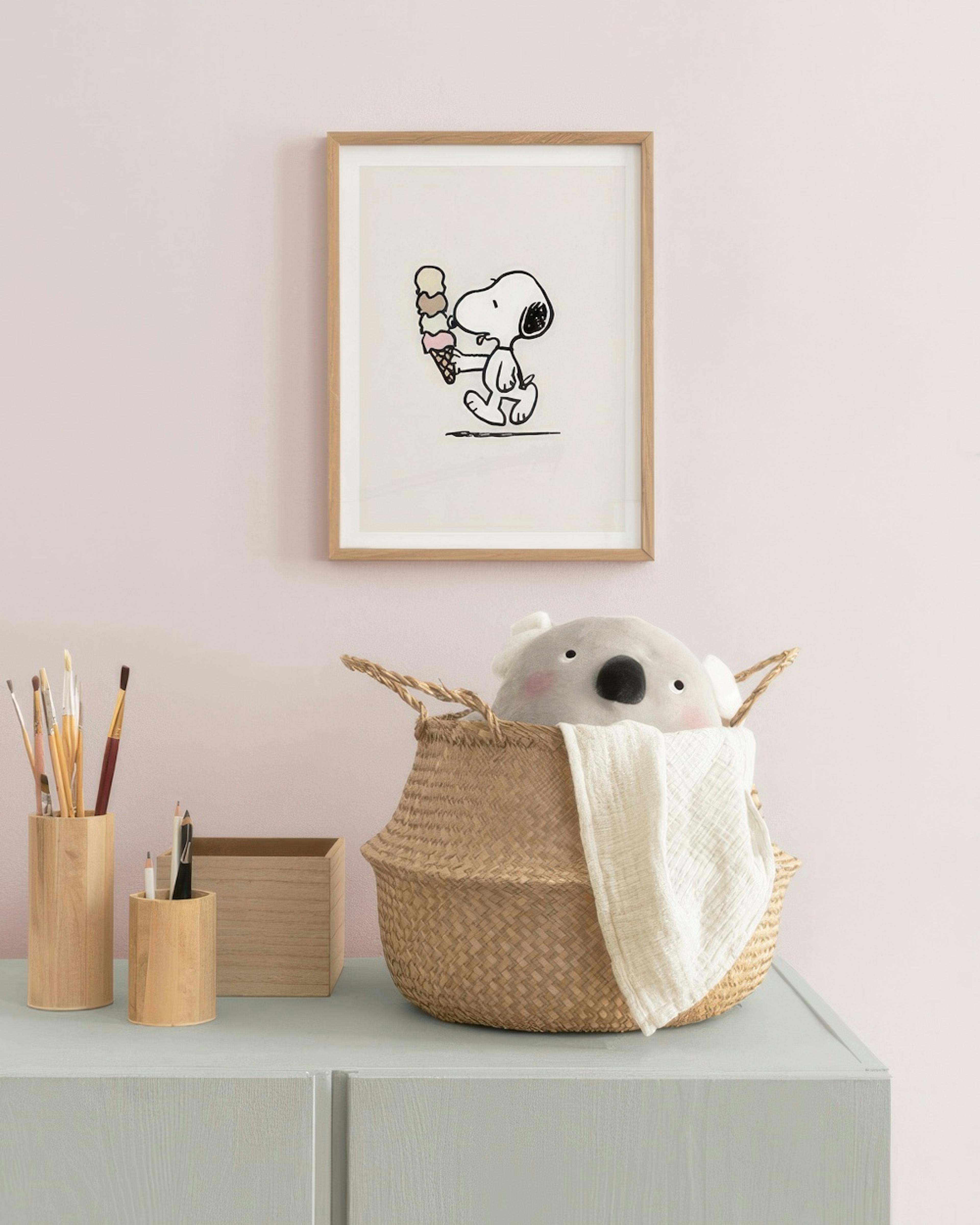 Snoopy Eating Ice Cream Poster